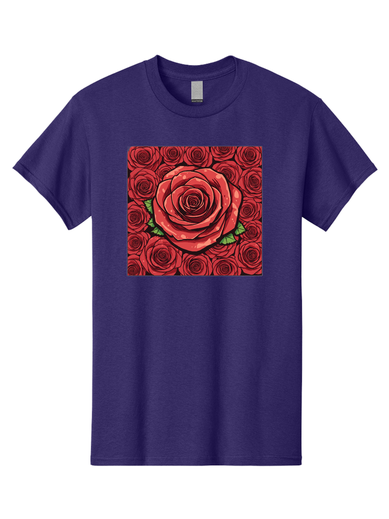 Red-Roses Men'S Graphic Tee, 100% Cotton, Comfortable Casual Summer Wear, Machine Washable, Red Roses, Floral Pattern, Love Symbol, Romance, Beauty, Flowers, Vibrant Petals, Green Leaves, Pop Art Design, Bold Graphics Bac366