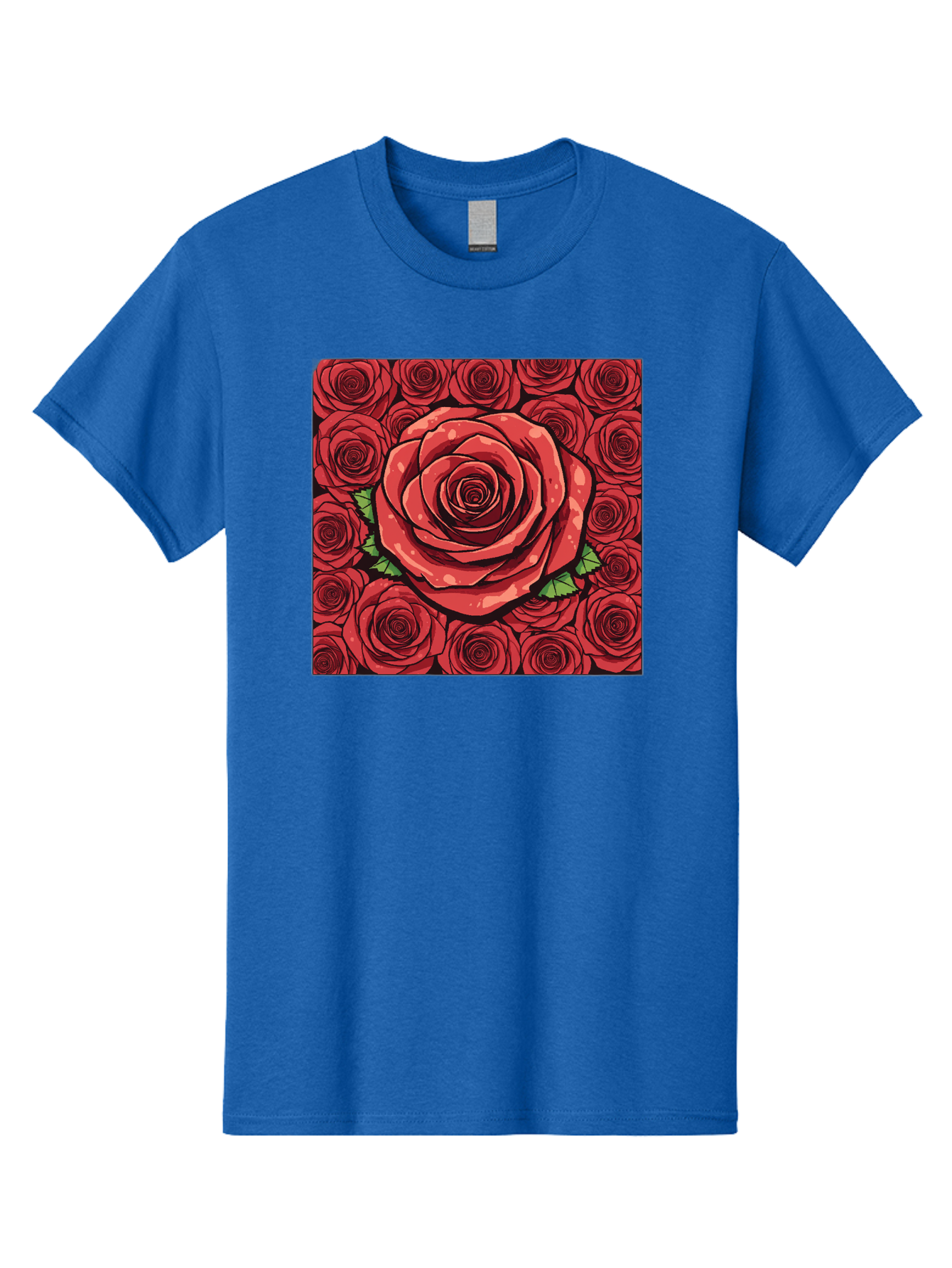 Red-Roses Men'S Graphic Tee, 100% Cotton, Comfortable Casual Summer Wear, Machine Washable, Red Roses, Floral Pattern, Love Symbol, Romance, Beauty, Flowers, Vibrant Petals, Green Leaves, Pop Art Design, Bold Graphics Bac366