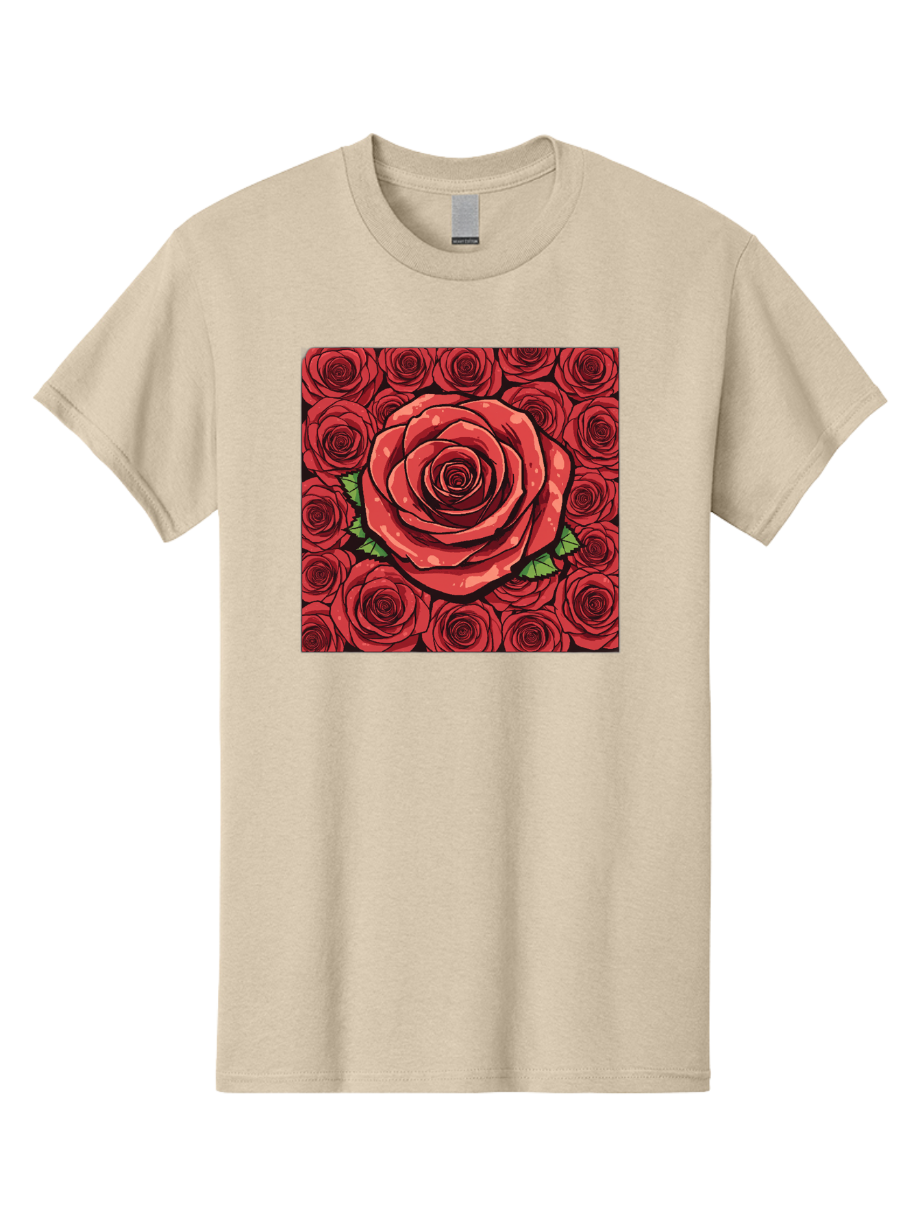 Red-Roses Men'S Graphic Tee, 100% Cotton, Comfortable Casual Summer Wear, Machine Washable, Red Roses, Floral Pattern, Love Symbol, Romance, Beauty, Flowers, Vibrant Petals, Green Leaves, Pop Art Design, Bold Graphics Bac366