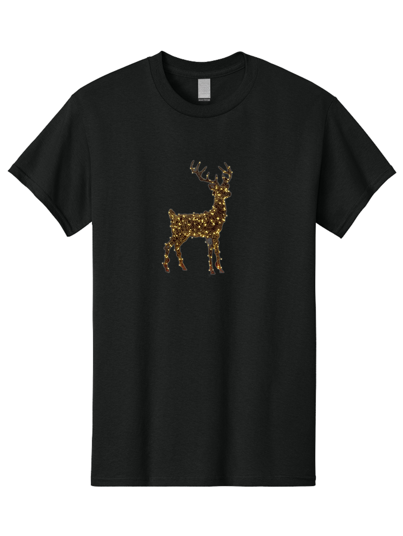 Reindeer Men'S Graphic Tee, 100% Cotton, Comfortable Casual Summer Wear, Machine Washable, Reindeer Decoration, Christmas Lights, Festive Decor, Holiday Display, Illuminated Reindeer, Christmas Reindeer, Winter Wonderland, Seasonal Decoration, Bac370