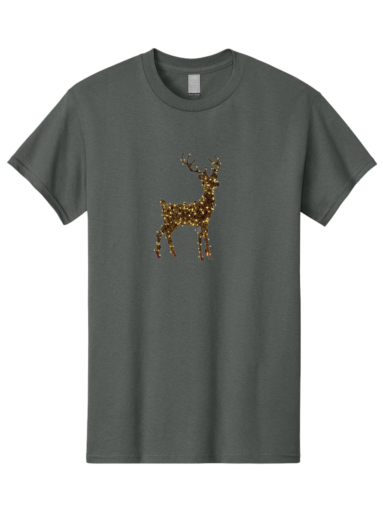 Reindeer Men'S Graphic Tee, 100% Cotton, Comfortable Casual Summer Wear, Machine Washable, Reindeer Decoration, Christmas Lights, Festive Decor, Holiday Display, Illuminated Reindeer, Christmas Reindeer, Winter Wonderland, Seasonal Decoration, Bac370