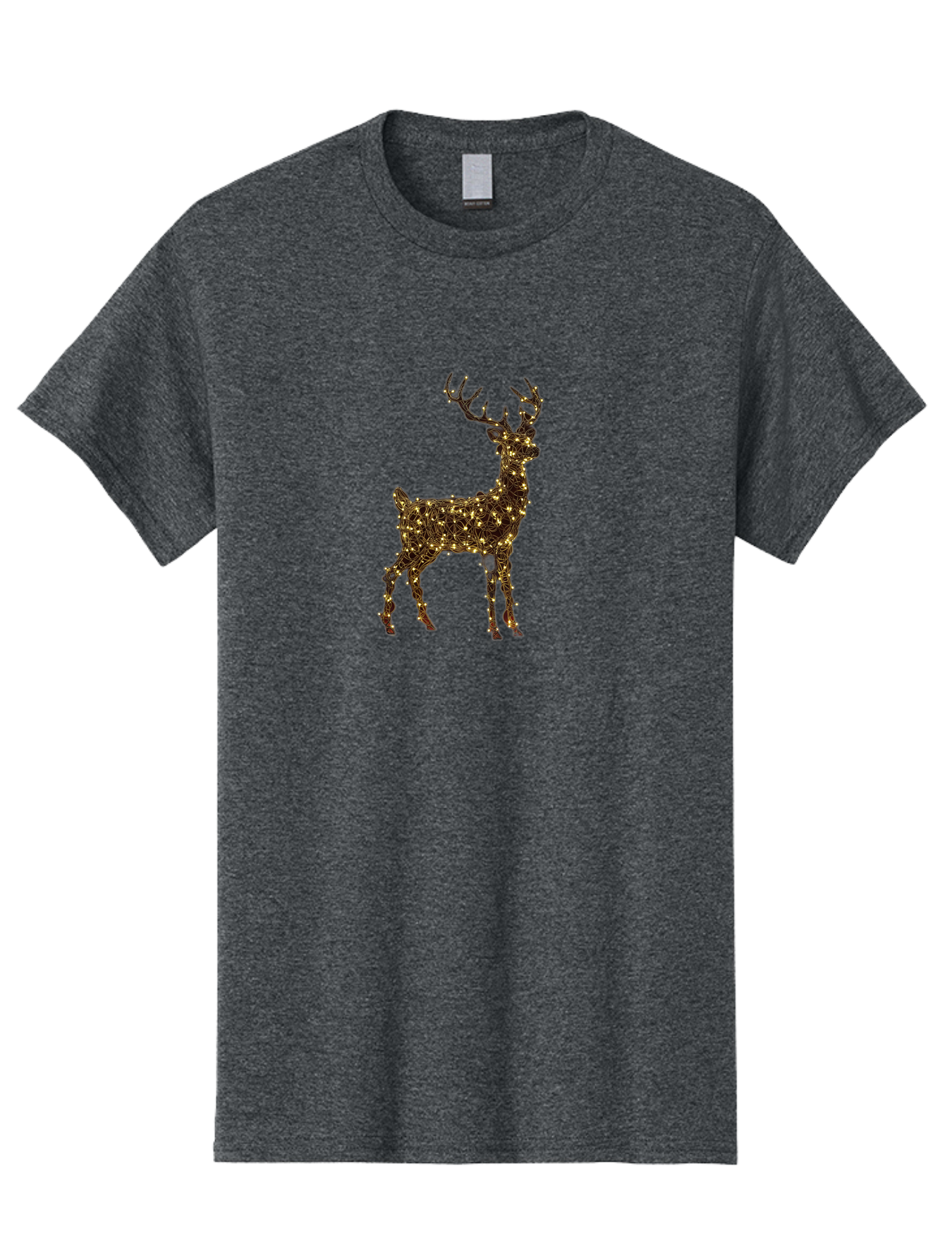 Reindeer Men'S Graphic Tee, 100% Cotton, Comfortable Casual Summer Wear, Machine Washable, Reindeer Decoration, Christmas Lights, Festive Decor, Holiday Display, Illuminated Reindeer, Christmas Reindeer, Winter Wonderland, Seasonal Decoration, Bac370