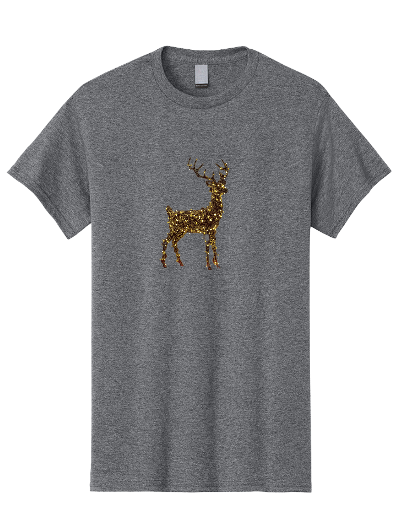 Reindeer Men'S Graphic Tee, 100% Cotton, Comfortable Casual Summer Wear, Machine Washable, Reindeer Decoration, Christmas Lights, Festive Decor, Holiday Display, Illuminated Reindeer, Christmas Reindeer, Winter Wonderland, Seasonal Decoration, Bac370