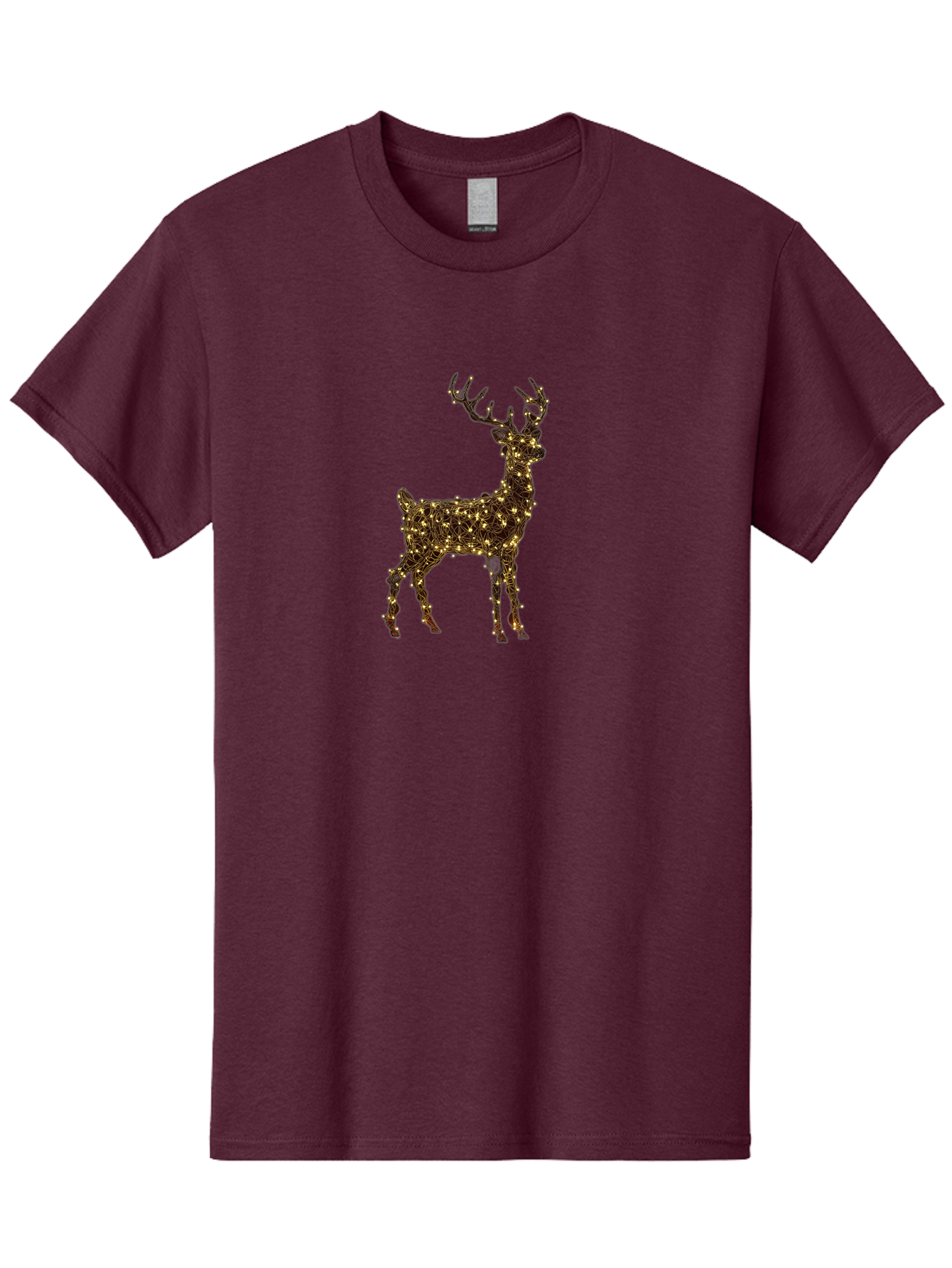 Reindeer Men'S Graphic Tee, 100% Cotton, Comfortable Casual Summer Wear, Machine Washable, Reindeer Decoration, Christmas Lights, Festive Decor, Holiday Display, Illuminated Reindeer, Christmas Reindeer, Winter Wonderland, Seasonal Decoration, Bac370