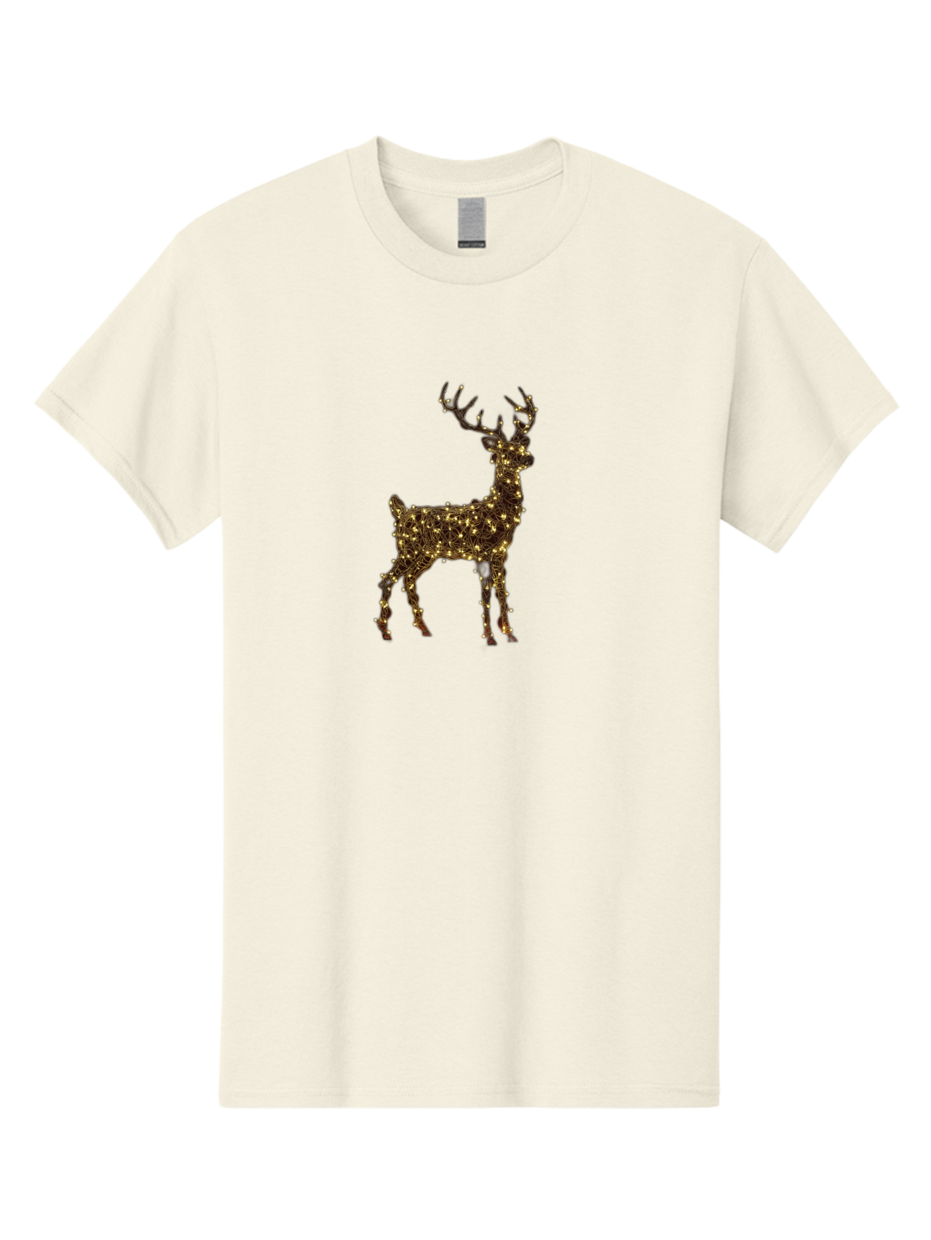 Reindeer Men'S Graphic Tee, 100% Cotton, Comfortable Casual Summer Wear, Machine Washable, Reindeer Decoration, Christmas Lights, Festive Decor, Holiday Display, Illuminated Reindeer, Christmas Reindeer, Winter Wonderland, Seasonal Decoration, Bac370
