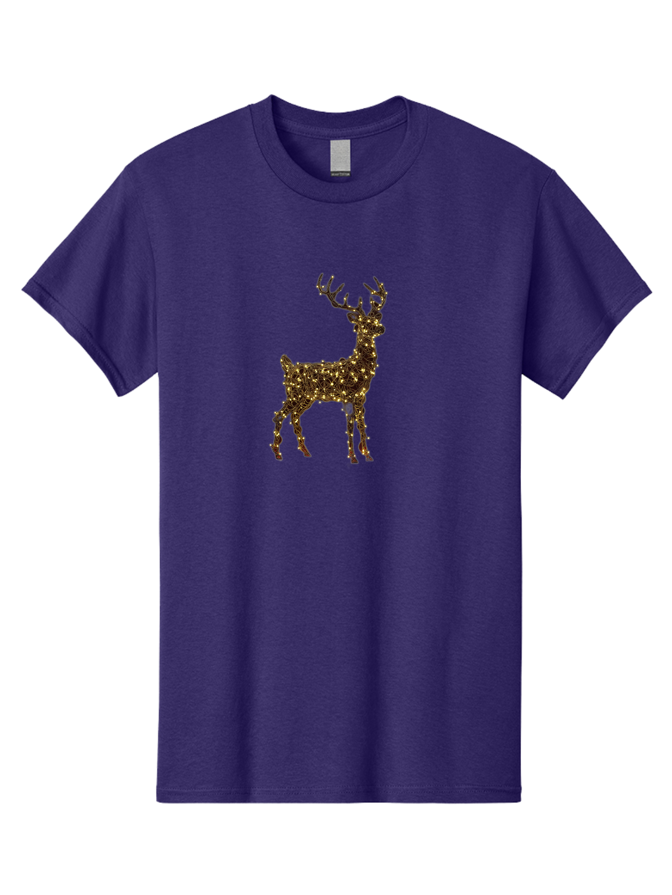 Reindeer Men'S Graphic Tee, 100% Cotton, Comfortable Casual Summer Wear, Machine Washable, Reindeer Decoration, Christmas Lights, Festive Decor, Holiday Display, Illuminated Reindeer, Christmas Reindeer, Winter Wonderland, Seasonal Decoration, Bac370