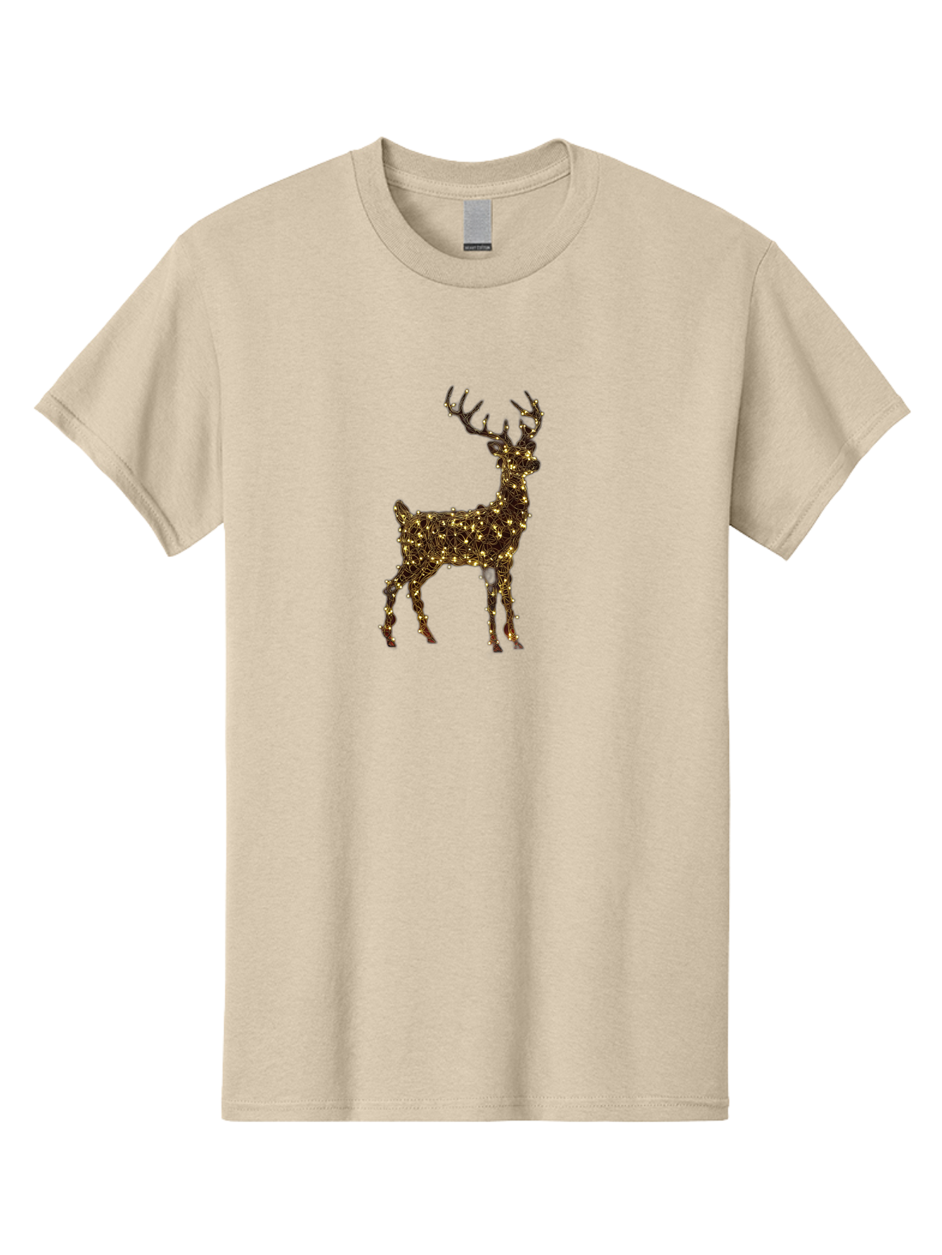 Reindeer Men'S Graphic Tee, 100% Cotton, Comfortable Casual Summer Wear, Machine Washable, Reindeer Decoration, Christmas Lights, Festive Decor, Holiday Display, Illuminated Reindeer, Christmas Reindeer, Winter Wonderland, Seasonal Decoration, Bac370