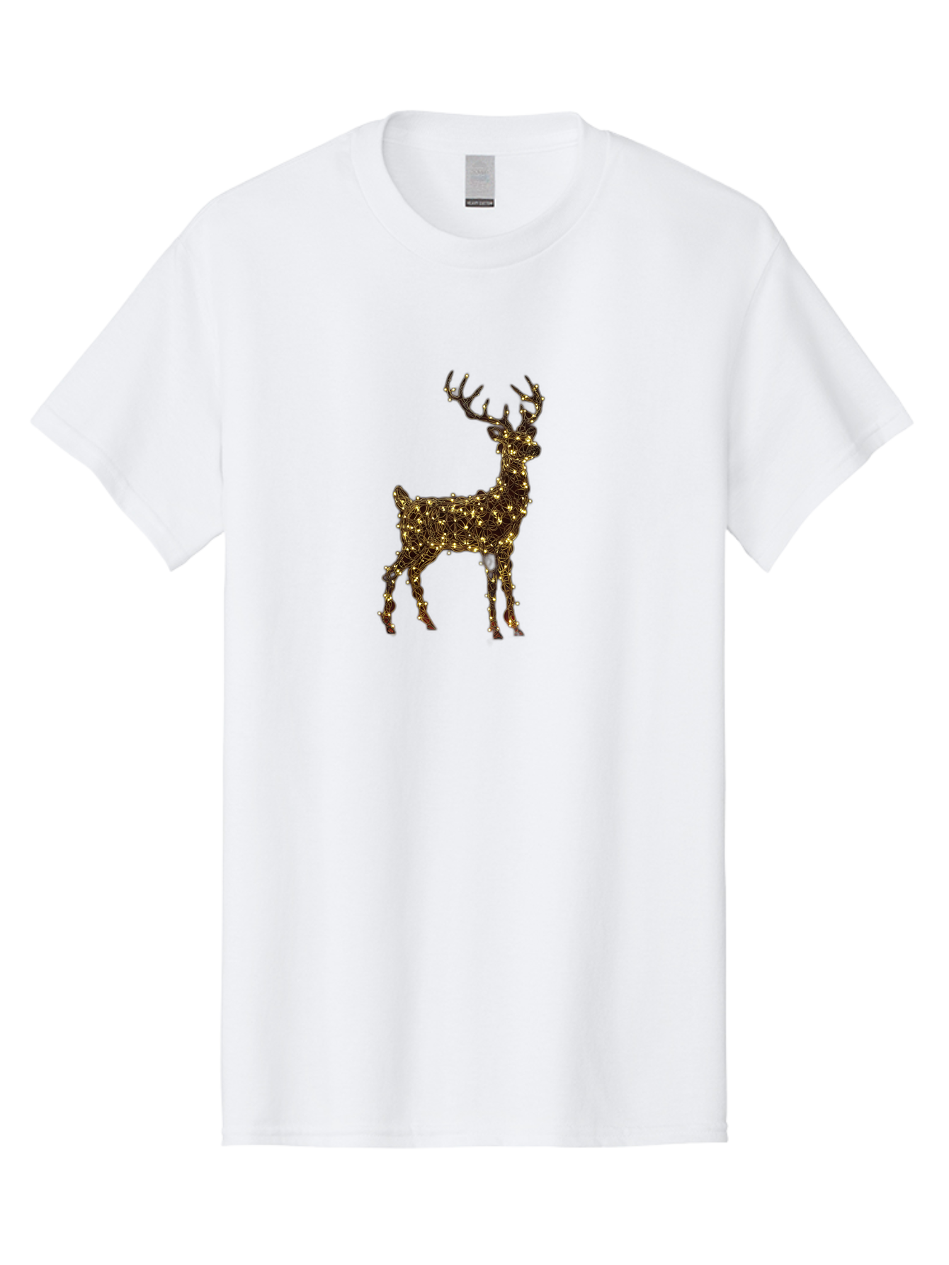 Reindeer Men'S Graphic Tee, 100% Cotton, Comfortable Casual Summer Wear, Machine Washable, Reindeer Decoration, Christmas Lights, Festive Decor, Holiday Display, Illuminated Reindeer, Christmas Reindeer, Winter Wonderland, Seasonal Decoration, Bac370
