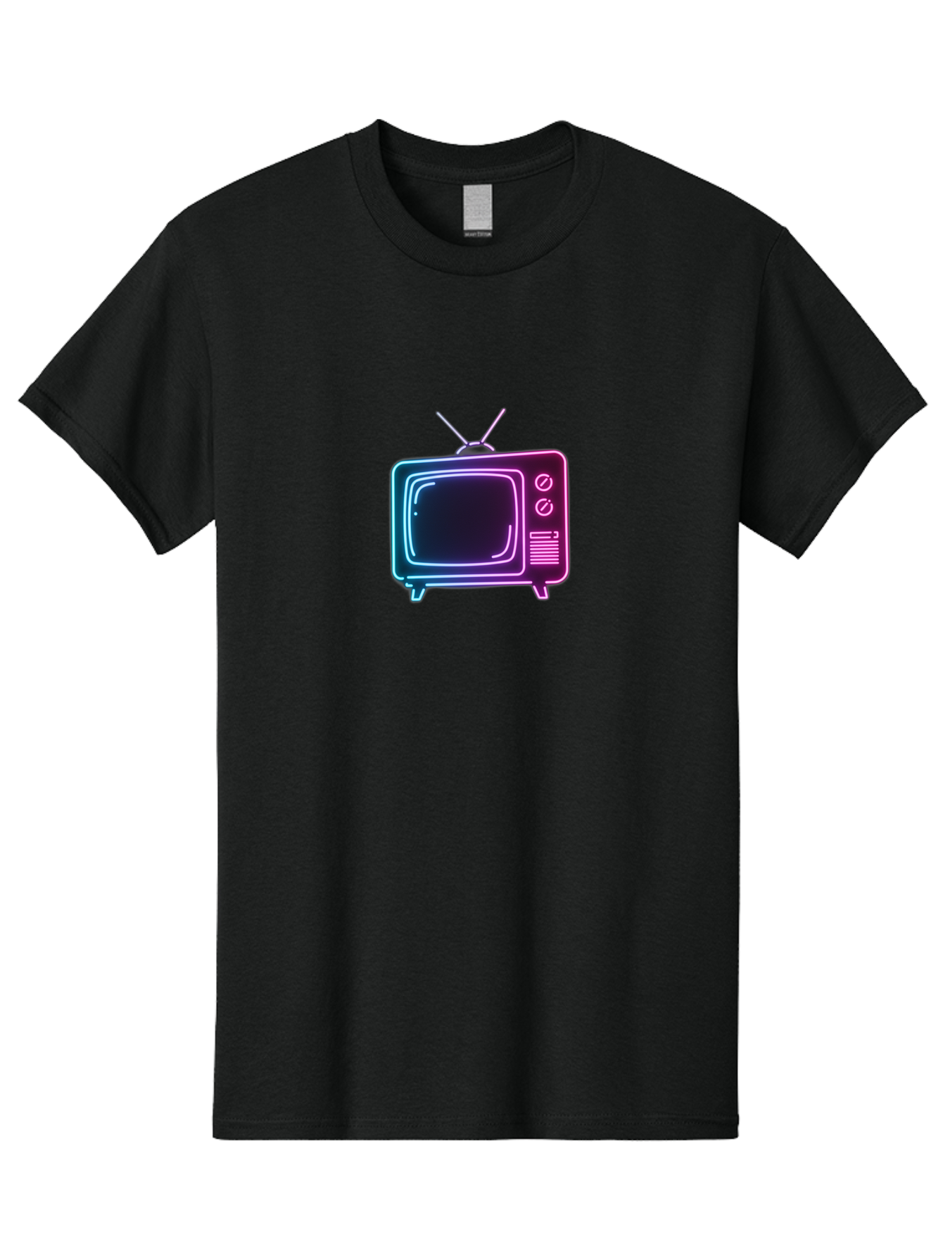 Retro-Television Men'S Graphic Tee, 100% Cotton, Comfortable Casual Summer Wear, Machine Washable, Retro Television, Vintage Tv, Neon Lights, Old-Fashioned Technology, Nostalgic Electronics, Retrofuturistic Design, Glowing Accents, Bac371