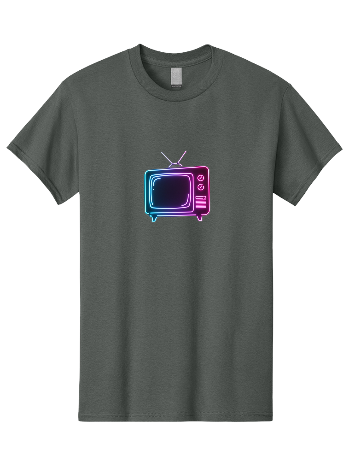 Retro-Television Men'S Graphic Tee, 100% Cotton, Comfortable Casual Summer Wear, Machine Washable, Retro Television, Vintage Tv, Neon Lights, Old-Fashioned Technology, Nostalgic Electronics, Retrofuturistic Design, Glowing Accents, Bac371