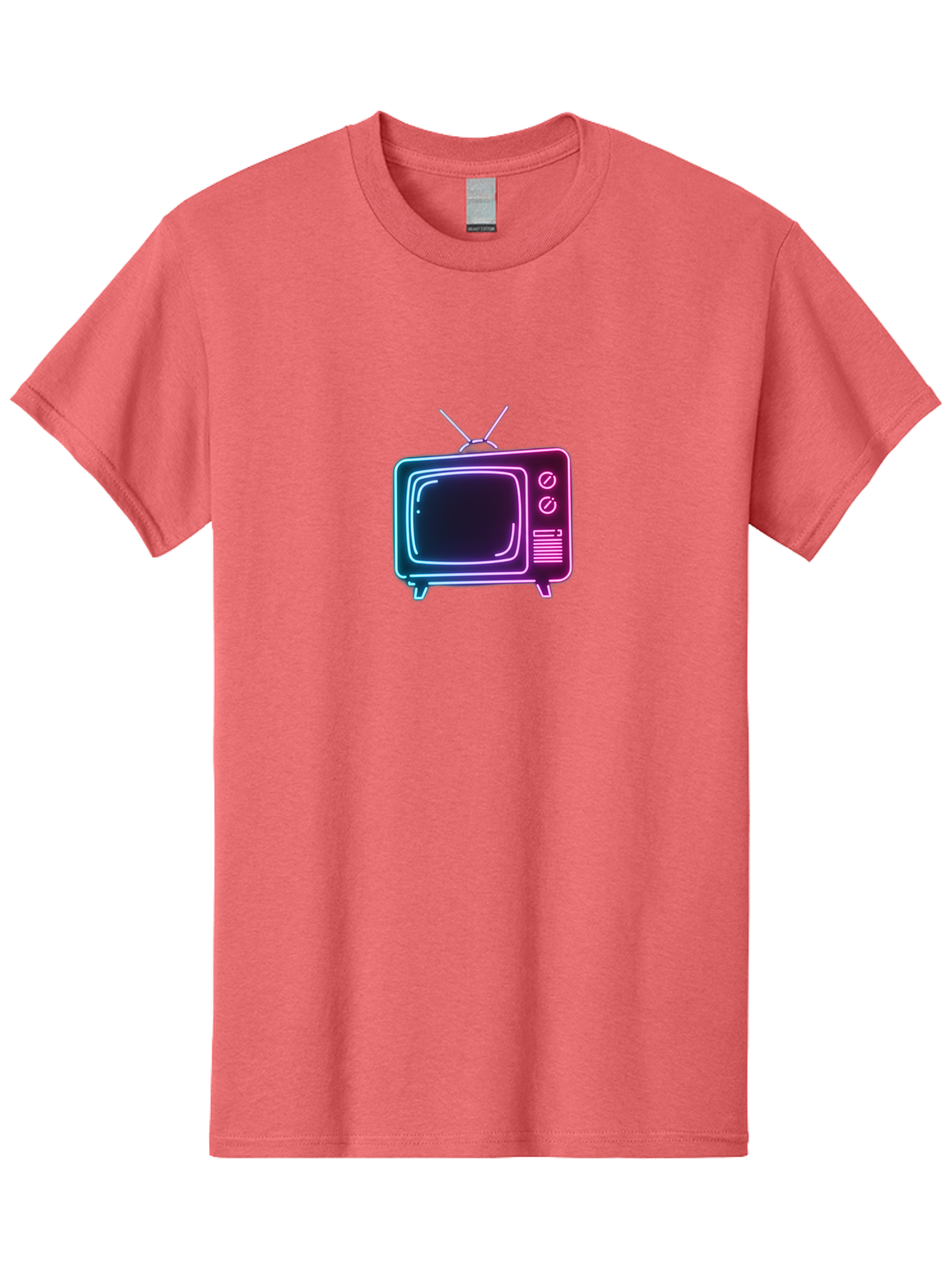 Retro-Television Men'S Graphic Tee, 100% Cotton, Comfortable Casual Summer Wear, Machine Washable, Retro Television, Vintage Tv, Neon Lights, Old-Fashioned Technology, Nostalgic Electronics, Retrofuturistic Design, Glowing Accents, Bac371