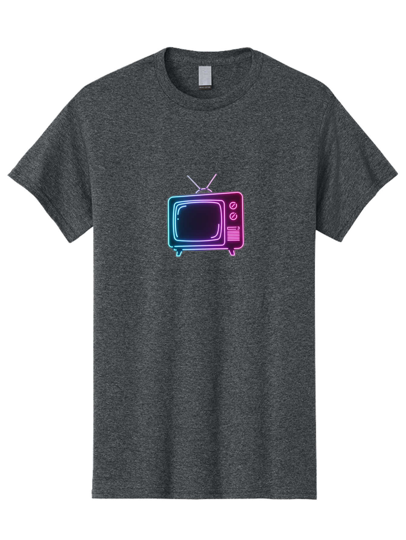 Retro-Television Men'S Graphic Tee, 100% Cotton, Comfortable Casual Summer Wear, Machine Washable, Retro Television, Vintage Tv, Neon Lights, Old-Fashioned Technology, Nostalgic Electronics, Retrofuturistic Design, Glowing Accents, Bac371