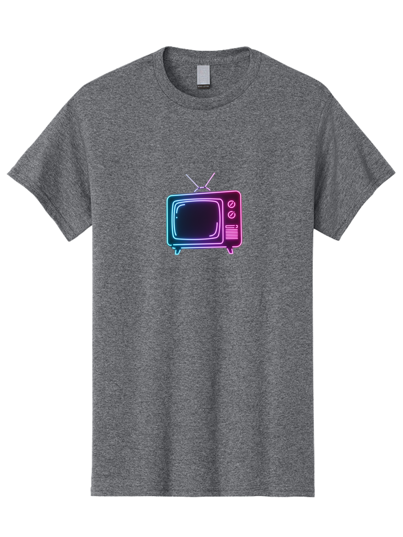 Retro-Television Men'S Graphic Tee, 100% Cotton, Comfortable Casual Summer Wear, Machine Washable, Retro Television, Vintage Tv, Neon Lights, Old-Fashioned Technology, Nostalgic Electronics, Retrofuturistic Design, Glowing Accents, Bac371