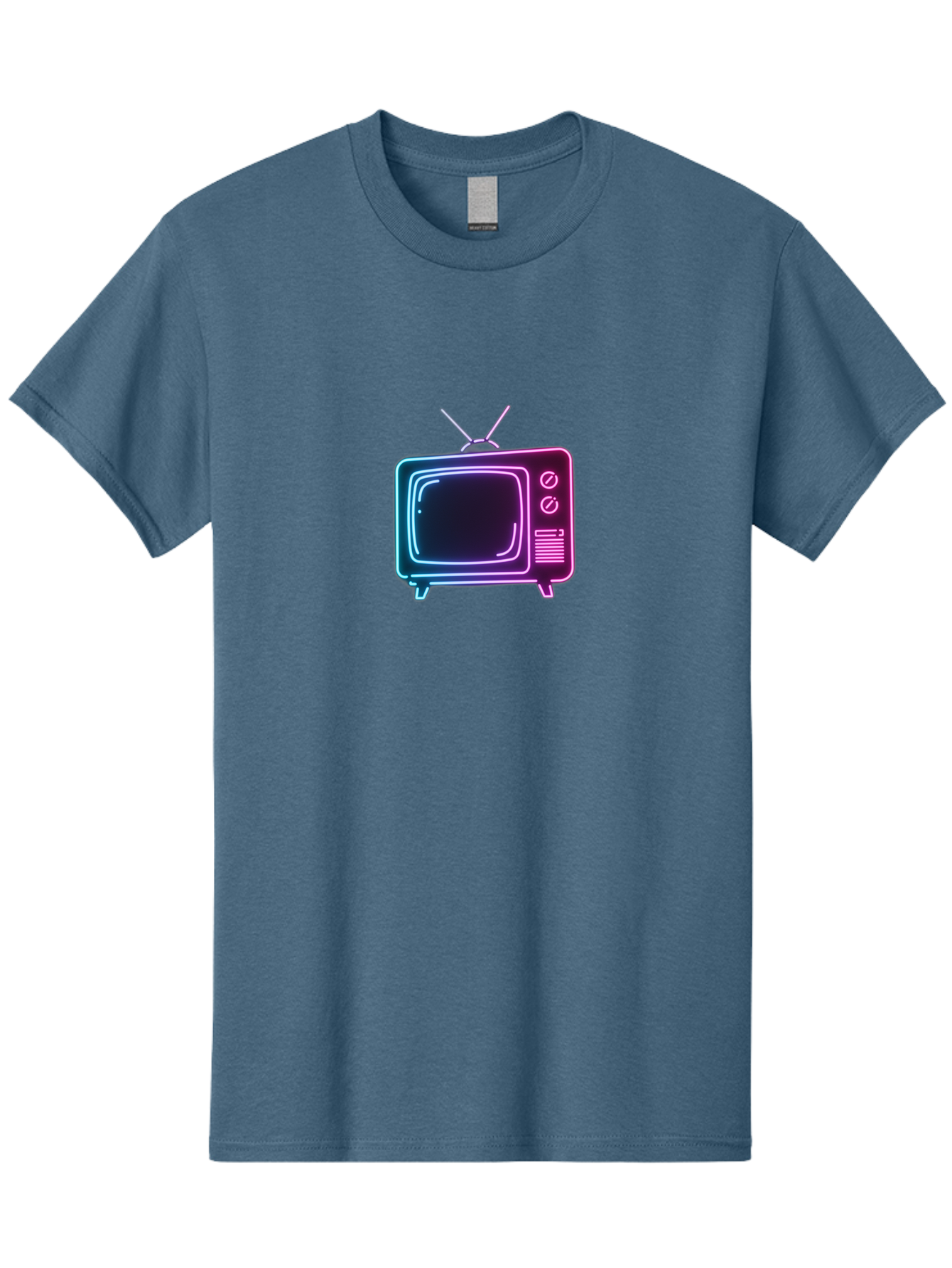 Retro-Television Men'S Graphic Tee, 100% Cotton, Comfortable Casual Summer Wear, Machine Washable, Retro Television, Vintage Tv, Neon Lights, Old-Fashioned Technology, Nostalgic Electronics, Retrofuturistic Design, Glowing Accents, Bac371