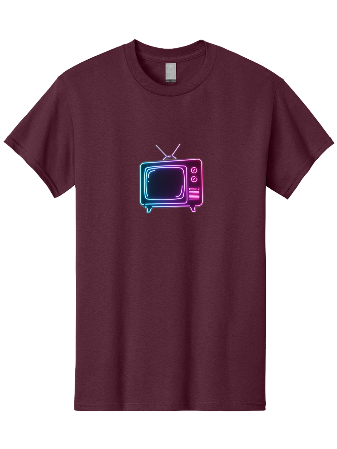 Retro-Television Men'S Graphic Tee, 100% Cotton, Comfortable Casual Summer Wear, Machine Washable, Retro Television, Vintage Tv, Neon Lights, Old-Fashioned Technology, Nostalgic Electronics, Retrofuturistic Design, Glowing Accents, Bac371