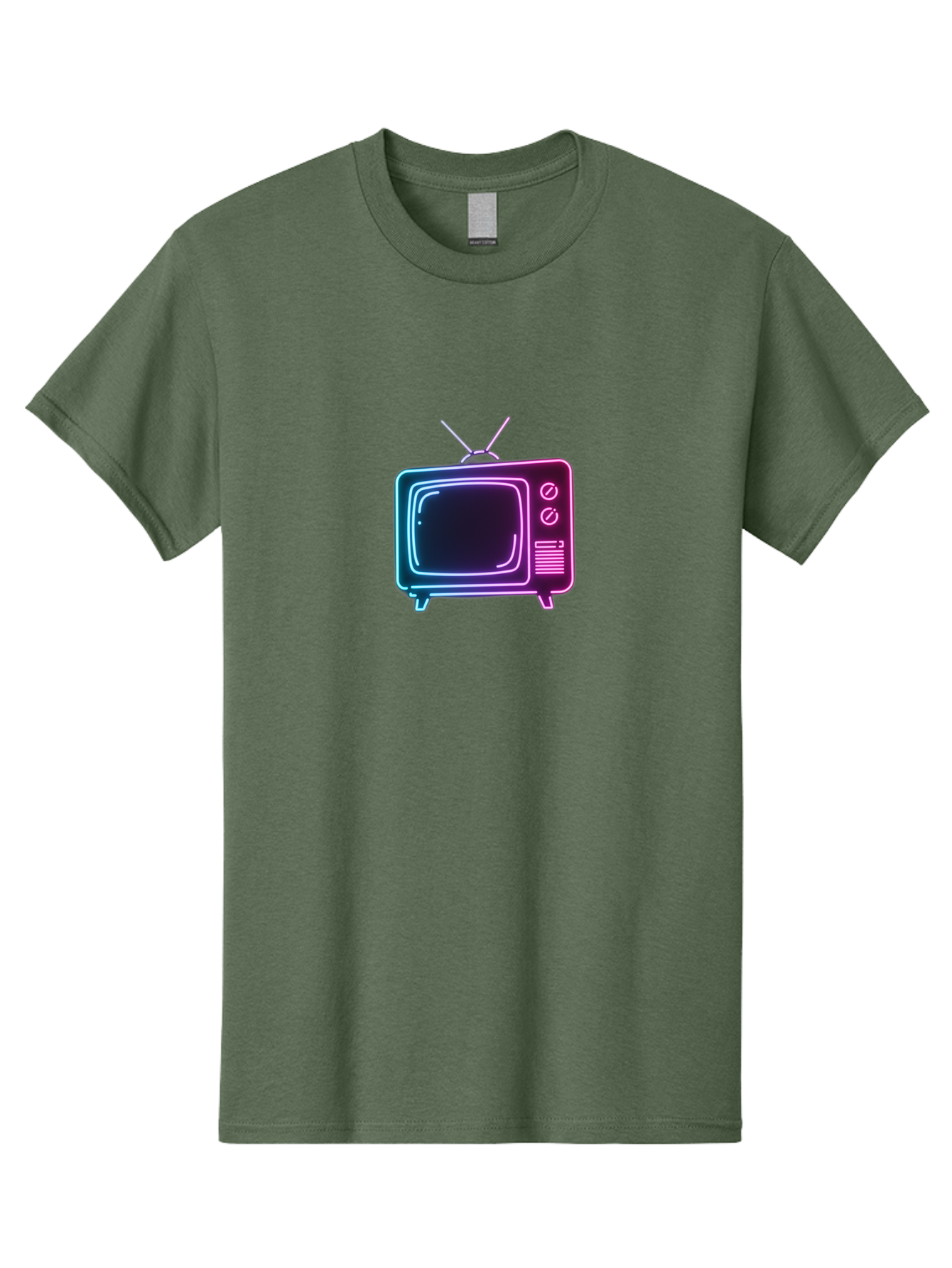 Retro-Television Men'S Graphic Tee, 100% Cotton, Comfortable Casual Summer Wear, Machine Washable, Retro Television, Vintage Tv, Neon Lights, Old-Fashioned Technology, Nostalgic Electronics, Retrofuturistic Design, Glowing Accents, Bac371