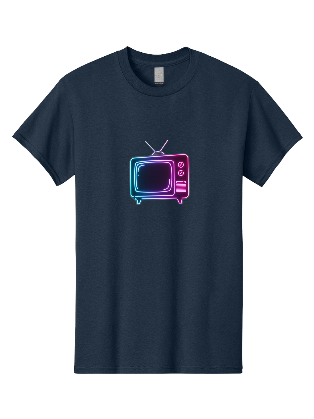 Retro-Television Men'S Graphic Tee, 100% Cotton, Comfortable Casual Summer Wear, Machine Washable, Retro Television, Vintage Tv, Neon Lights, Old-Fashioned Technology, Nostalgic Electronics, Retrofuturistic Design, Glowing Accents, Bac371