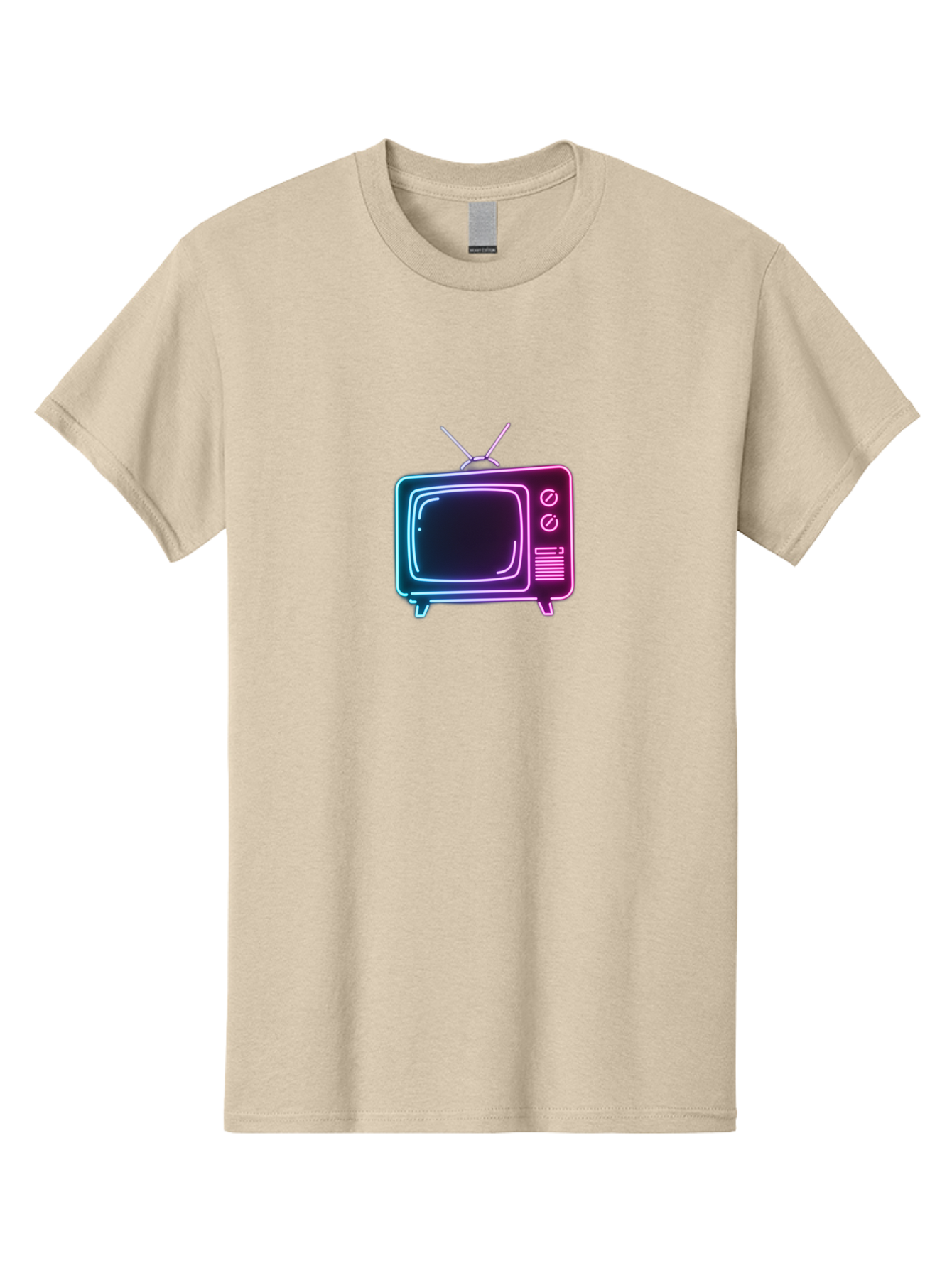Retro-Television Men'S Graphic Tee, 100% Cotton, Comfortable Casual Summer Wear, Machine Washable, Retro Television, Vintage Tv, Neon Lights, Old-Fashioned Technology, Nostalgic Electronics, Retrofuturistic Design, Glowing Accents, Bac371