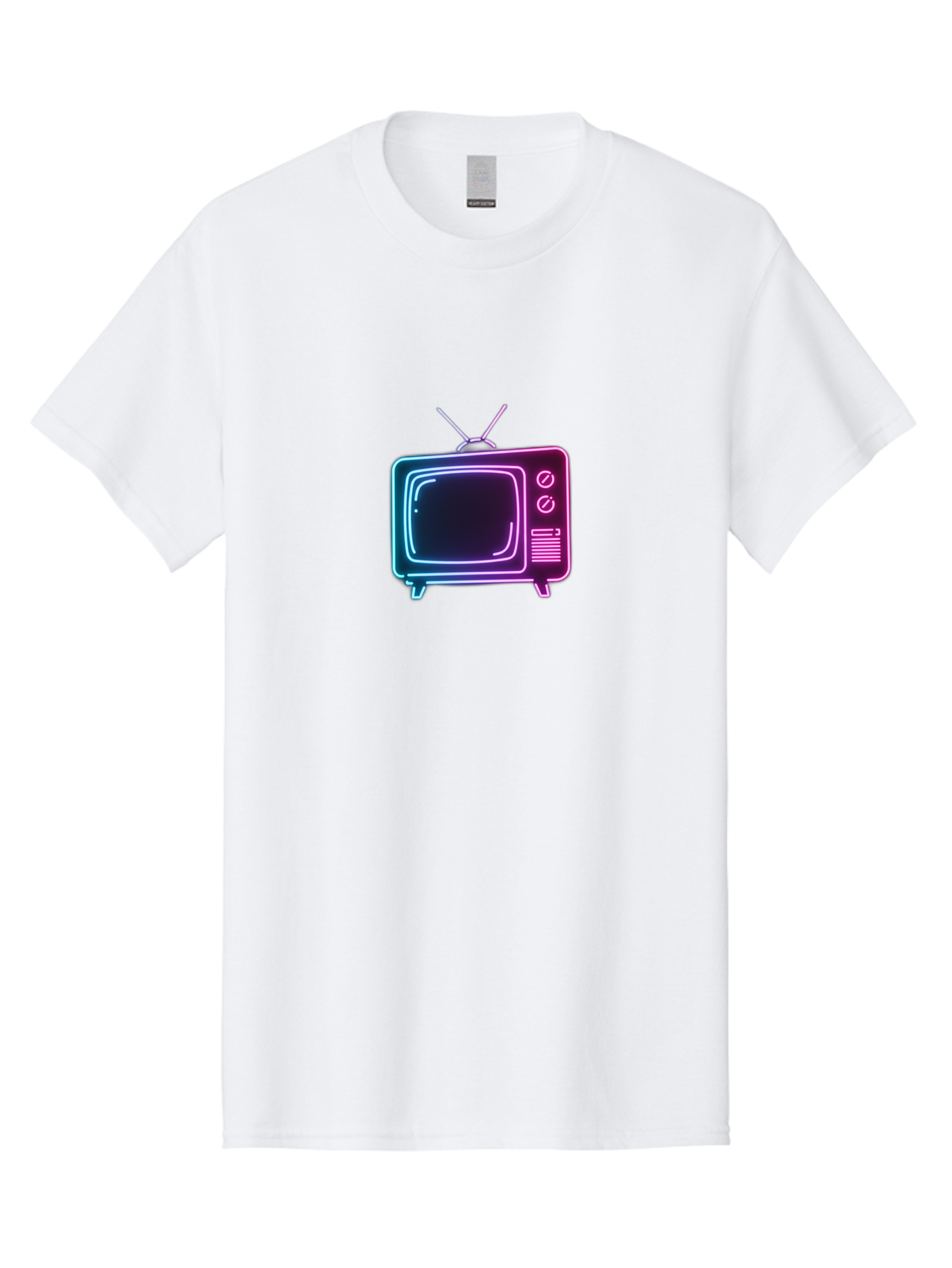 Retro-Television Men'S Graphic Tee, 100% Cotton, Comfortable Casual Summer Wear, Machine Washable, Retro Television, Vintage Tv, Neon Lights, Old-Fashioned Technology, Nostalgic Electronics, Retrofuturistic Design, Glowing Accents, Bac371