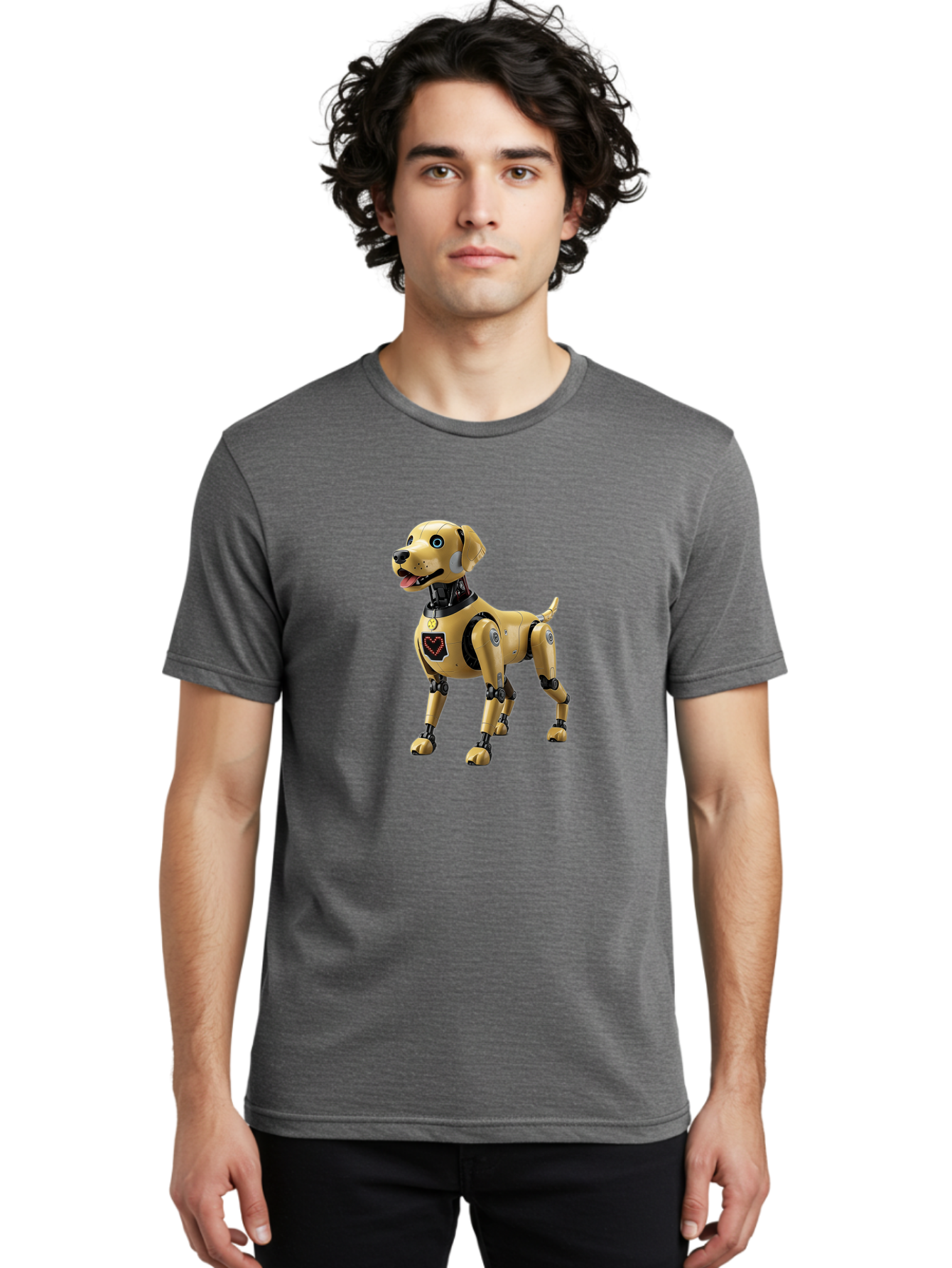Robot-Dog Men'S Graphic Tee, 100% Cotton, Comfortable Casual Summer Wear, Machine Washable, Robotic Dog, Futuristic Pet, Artificial Intelligence, Cybernetic Canine, Tech-Savvy Companion, Mechanical Limbs, Robotic Joints, High-Tech Gadget, Bac373