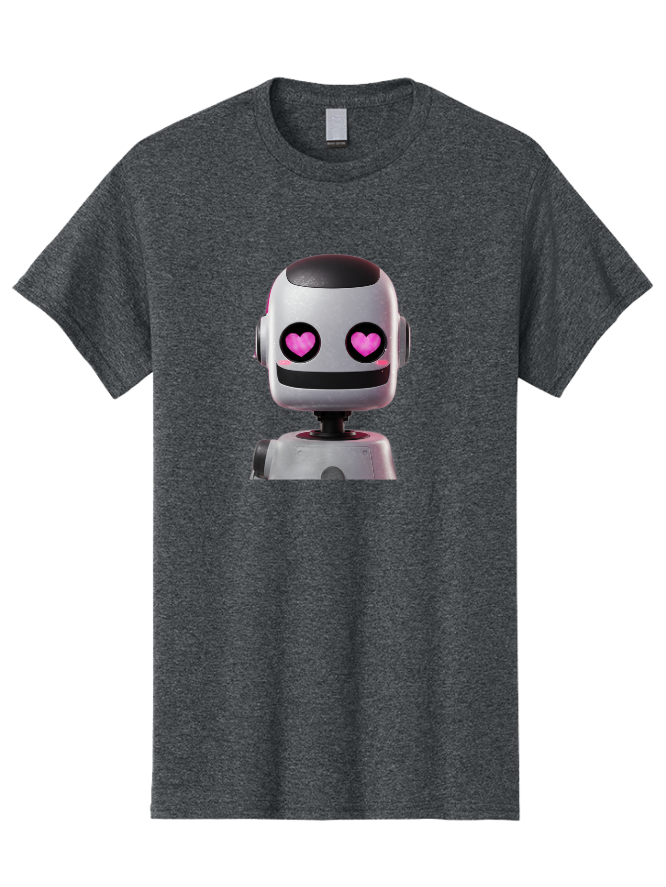 Robot-With-Heart-Eyes Men'S Graphic Tee, 100% Cotton, Comfortable Casual Summer Wear, Machine Washable, Robot With Heart Eyes, Cute Robot, Artificial Intelligence, Machine Learning, Friendly Robot, Silver Robot, Pink Heart Eyes, Robotic Face, Bac377