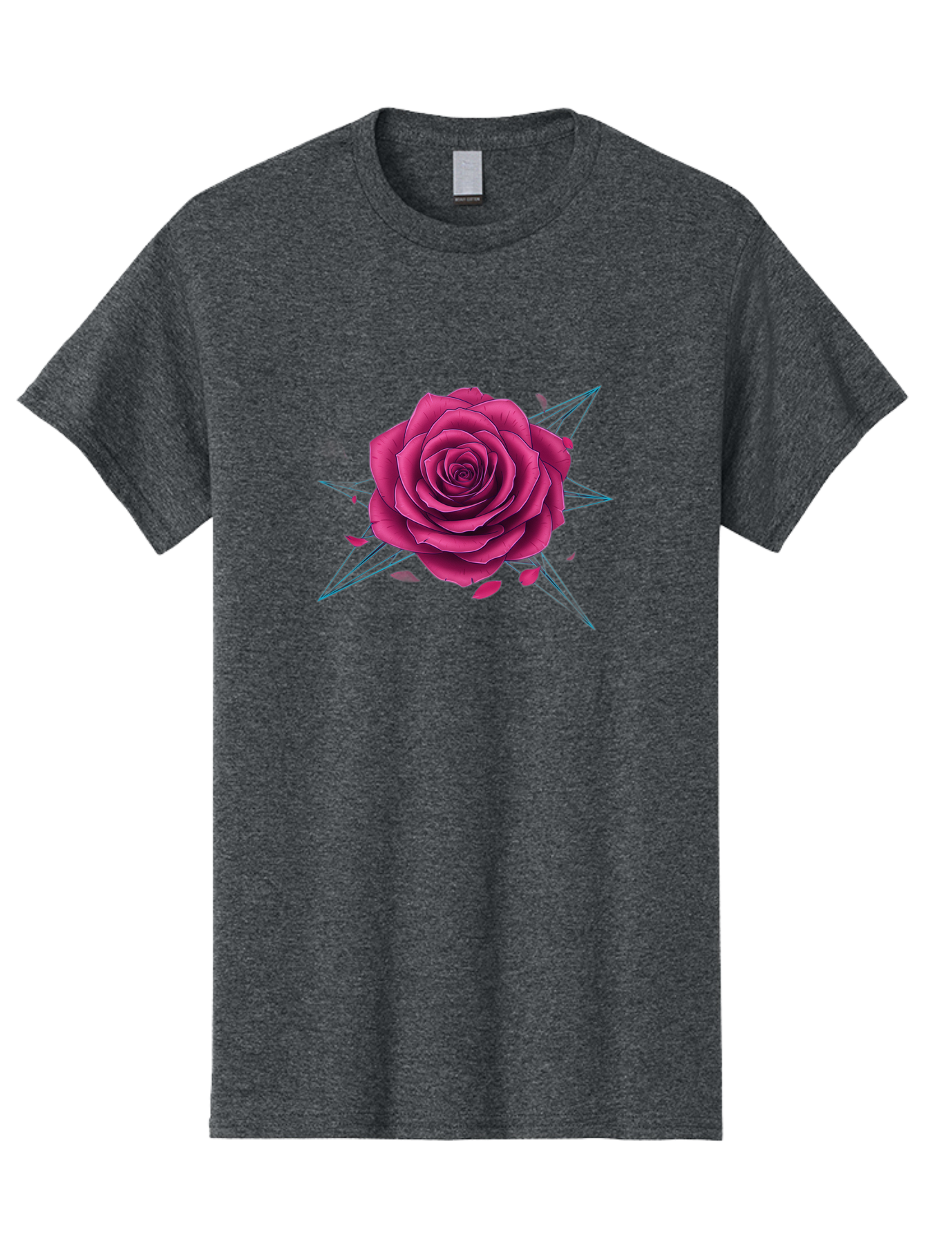Rose-Star Men'S Graphic Tee, 100% Cotton, Comfortable Casual Summer Wear, Machine Washable, Pink Rose, Thorn Star, Falling Petals, Symbolic Art, Intricate Design, Floral Motif, Romantic Symbolism, Gothic Elegance, Mystical Themes Bac379