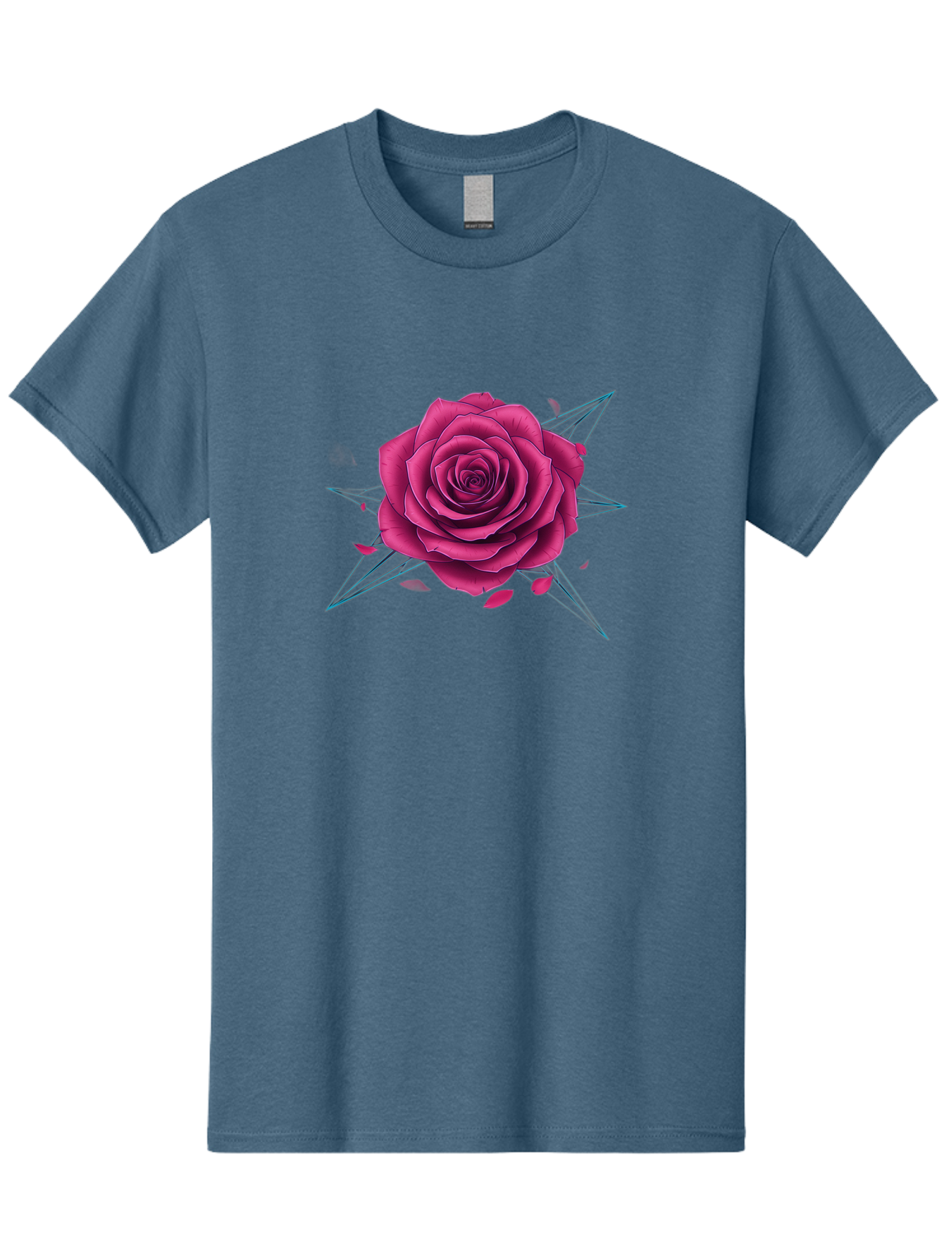Rose-Star Men'S Graphic Tee, 100% Cotton, Comfortable Casual Summer Wear, Machine Washable, Pink Rose, Thorn Star, Falling Petals, Symbolic Art, Intricate Design, Floral Motif, Romantic Symbolism, Gothic Elegance, Mystical Themes Bac379