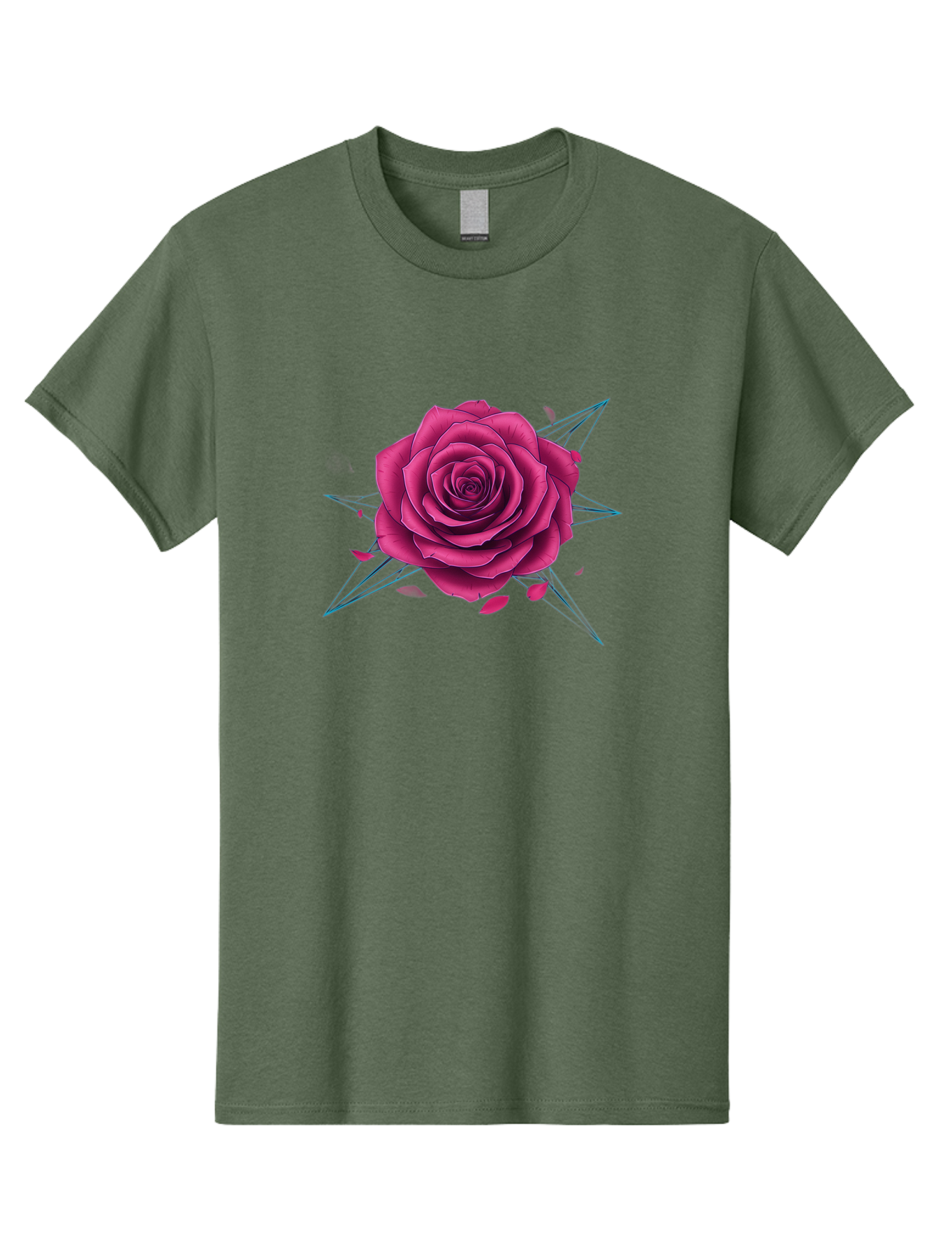 Rose-Star Men'S Graphic Tee, 100% Cotton, Comfortable Casual Summer Wear, Machine Washable, Pink Rose, Thorn Star, Falling Petals, Symbolic Art, Intricate Design, Floral Motif, Romantic Symbolism, Gothic Elegance, Mystical Themes Bac379