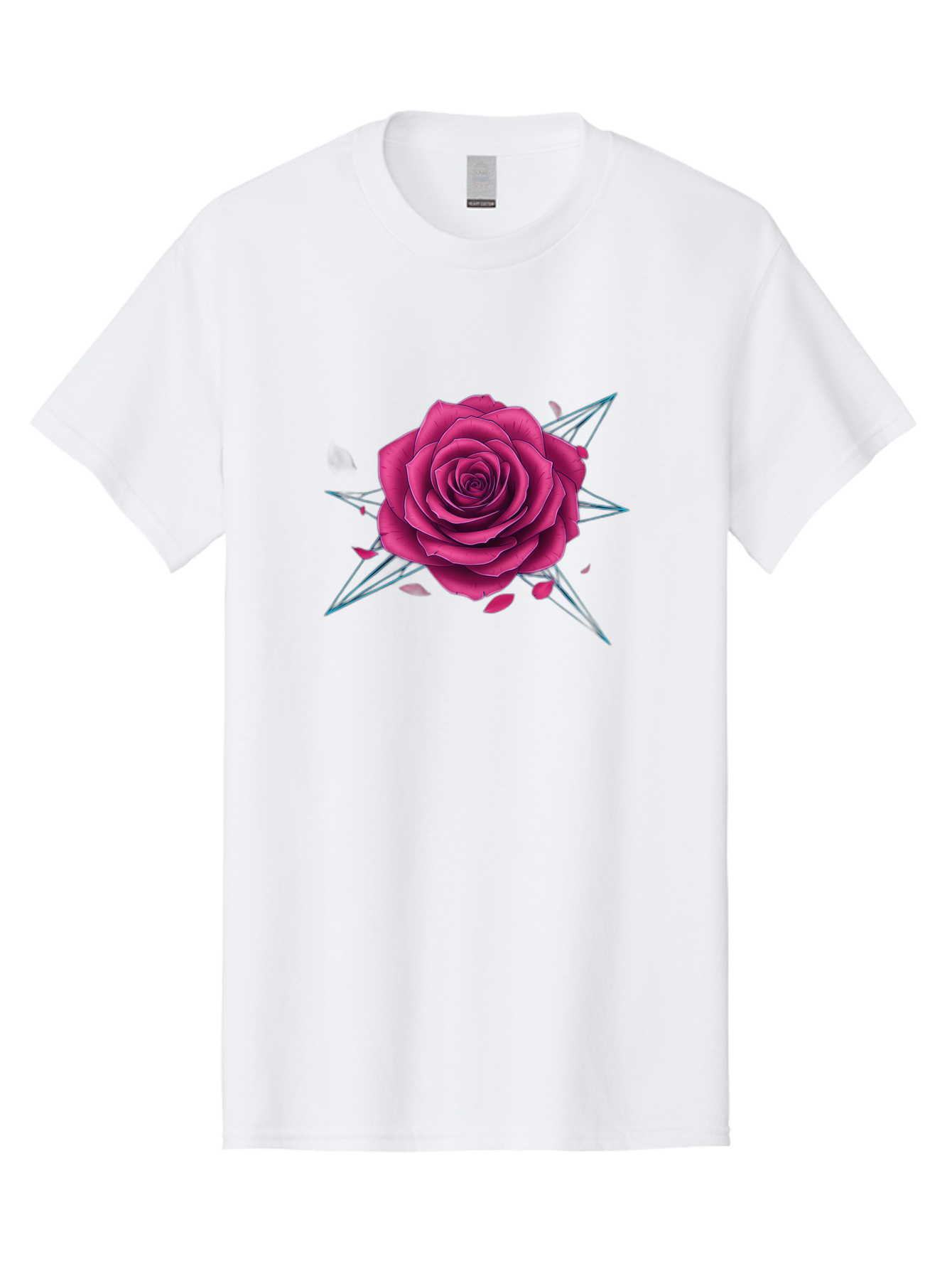 Rose-Star Men'S Graphic Tee, 100% Cotton, Comfortable Casual Summer Wear, Machine Washable, Pink Rose, Thorn Star, Falling Petals, Symbolic Art, Intricate Design, Floral Motif, Romantic Symbolism, Gothic Elegance, Mystical Themes Bac379