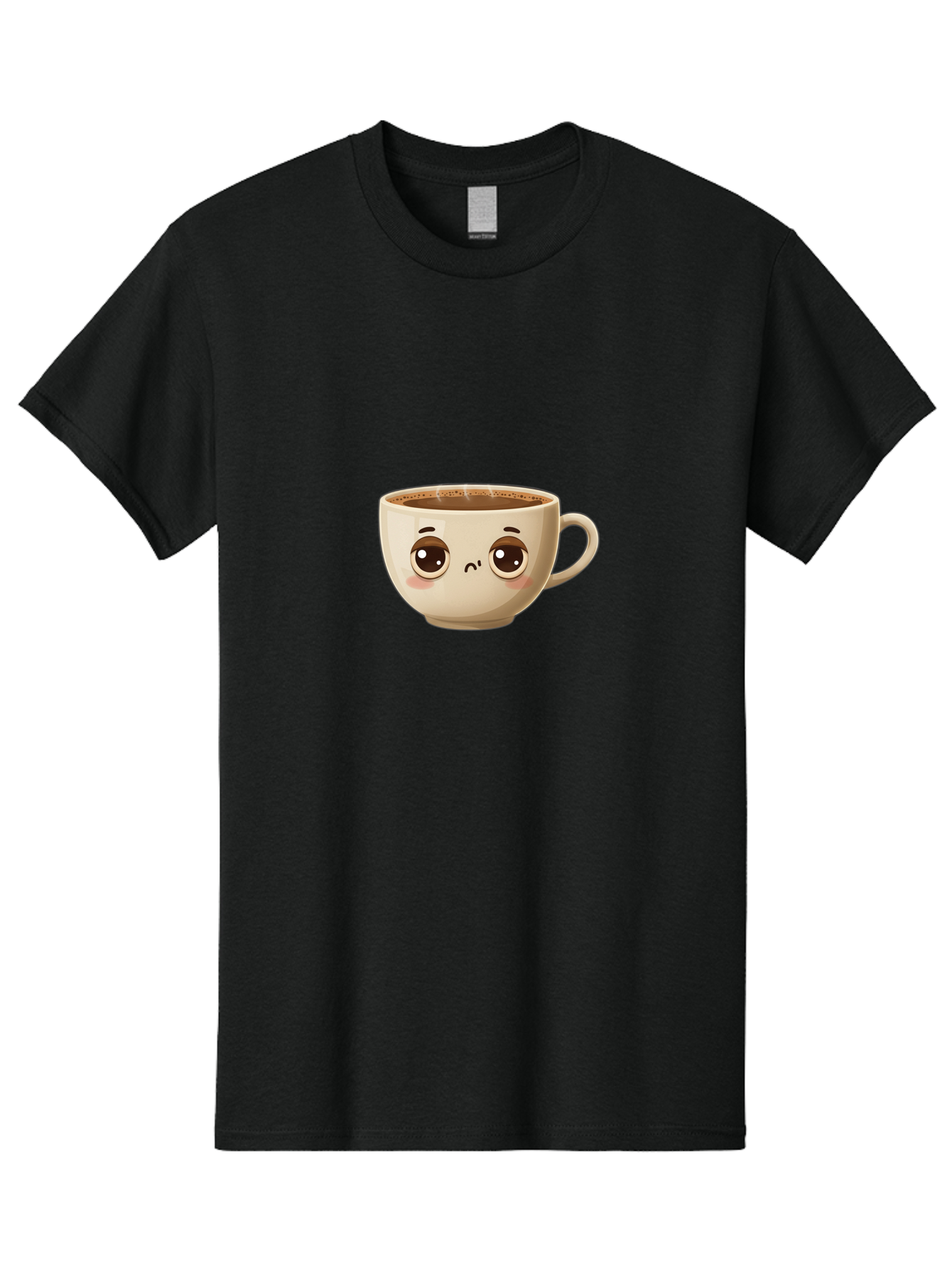 Sad-Coffee-Cup Men'S Graphic Tee, 100% Cotton, Comfortable Casual Summer Wear, Machine Washable, Cartoon Coffee Cup, Sad Face, Coffee Drink, Kawaii Character, Adorable Illustration, Coffee Break, Beverage Mug, Emotional Expression Bac381