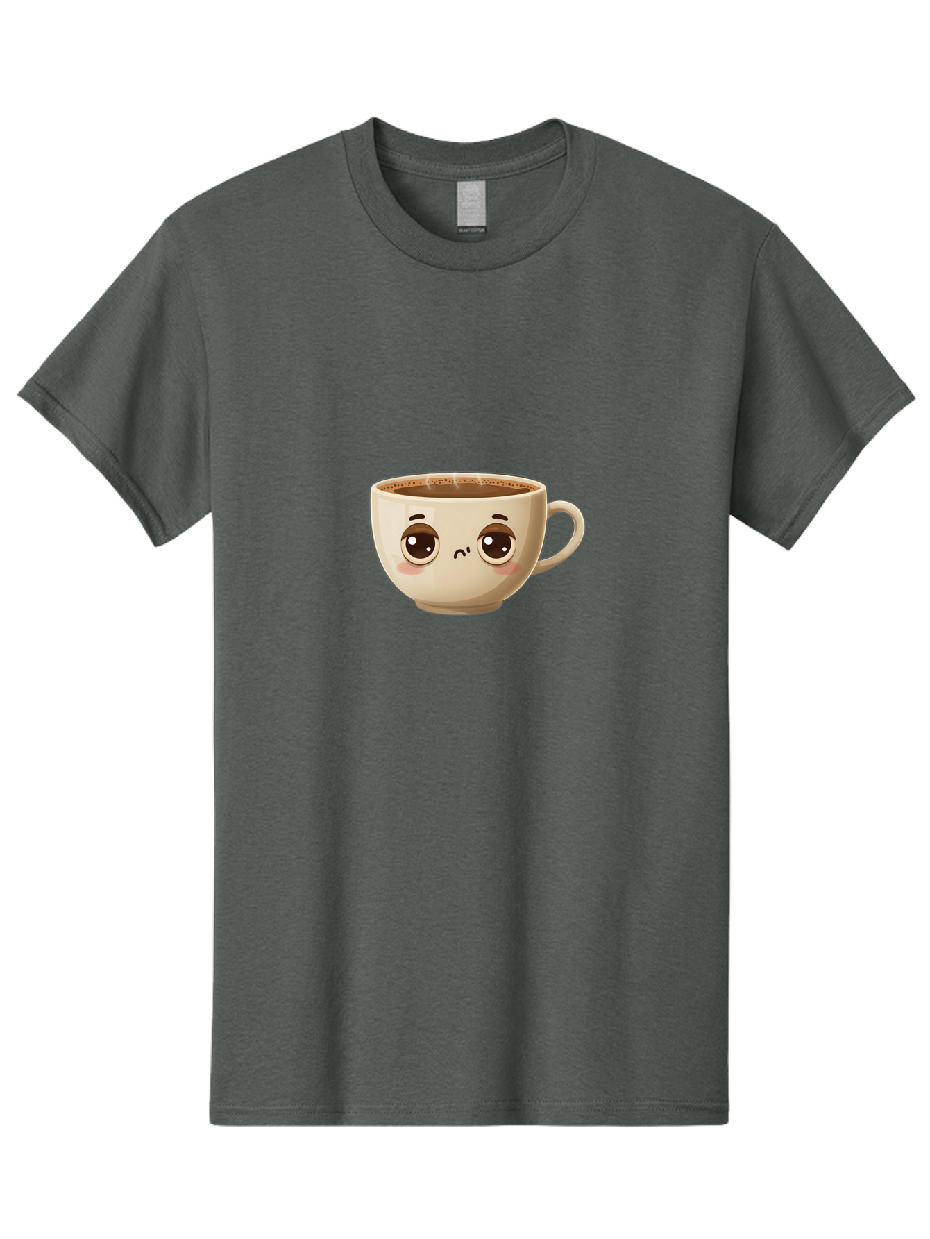 Sad-Coffee-Cup Men'S Graphic Tee, 100% Cotton, Comfortable Casual Summer Wear, Machine Washable, Cartoon Coffee Cup, Sad Face, Coffee Drink, Kawaii Character, Adorable Illustration, Coffee Break, Beverage Mug, Emotional Expression Bac381