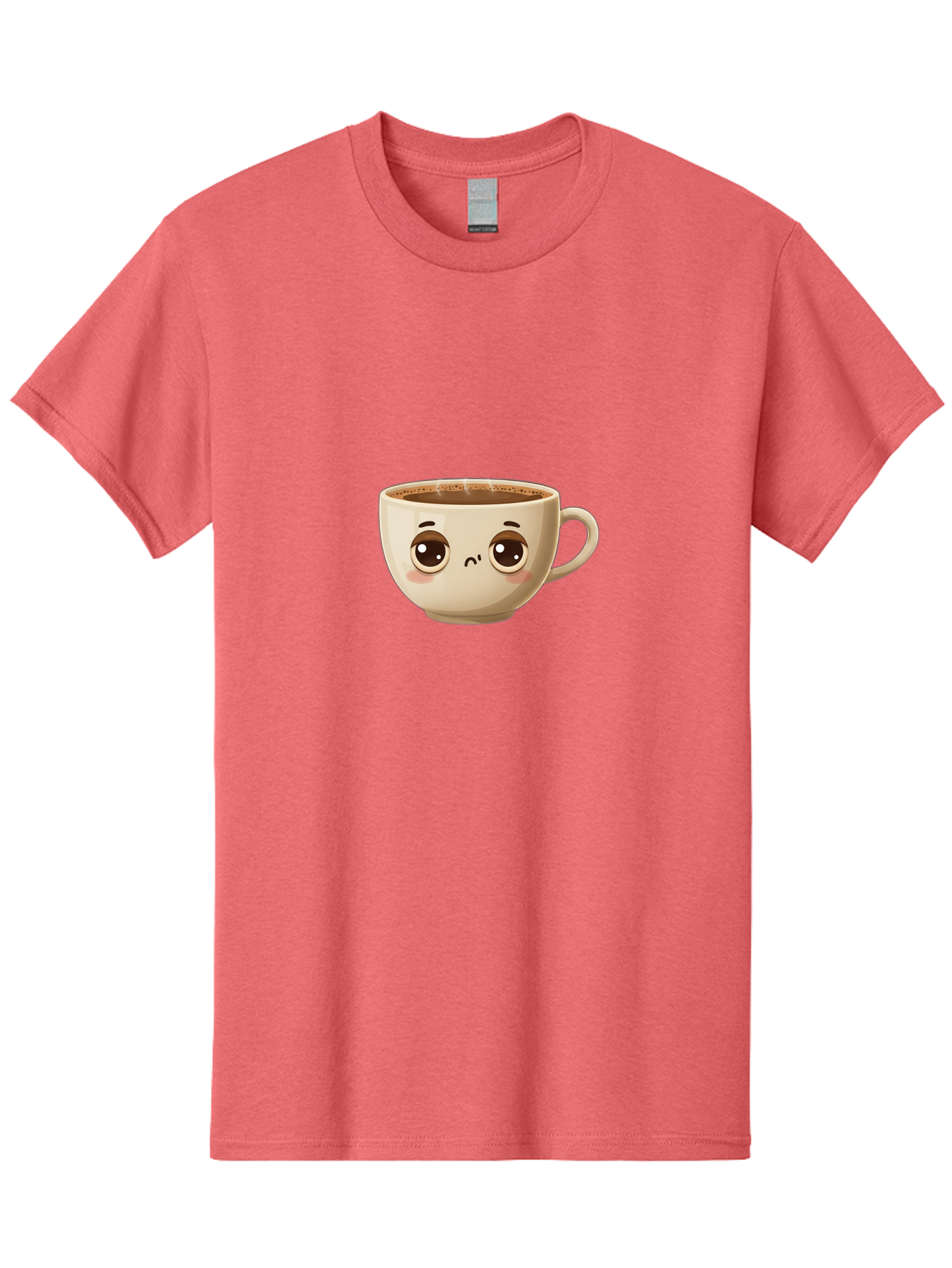 Sad-Coffee-Cup Men'S Graphic Tee, 100% Cotton, Comfortable Casual Summer Wear, Machine Washable, Cartoon Coffee Cup, Sad Face, Coffee Drink, Kawaii Character, Adorable Illustration, Coffee Break, Beverage Mug, Emotional Expression Bac381