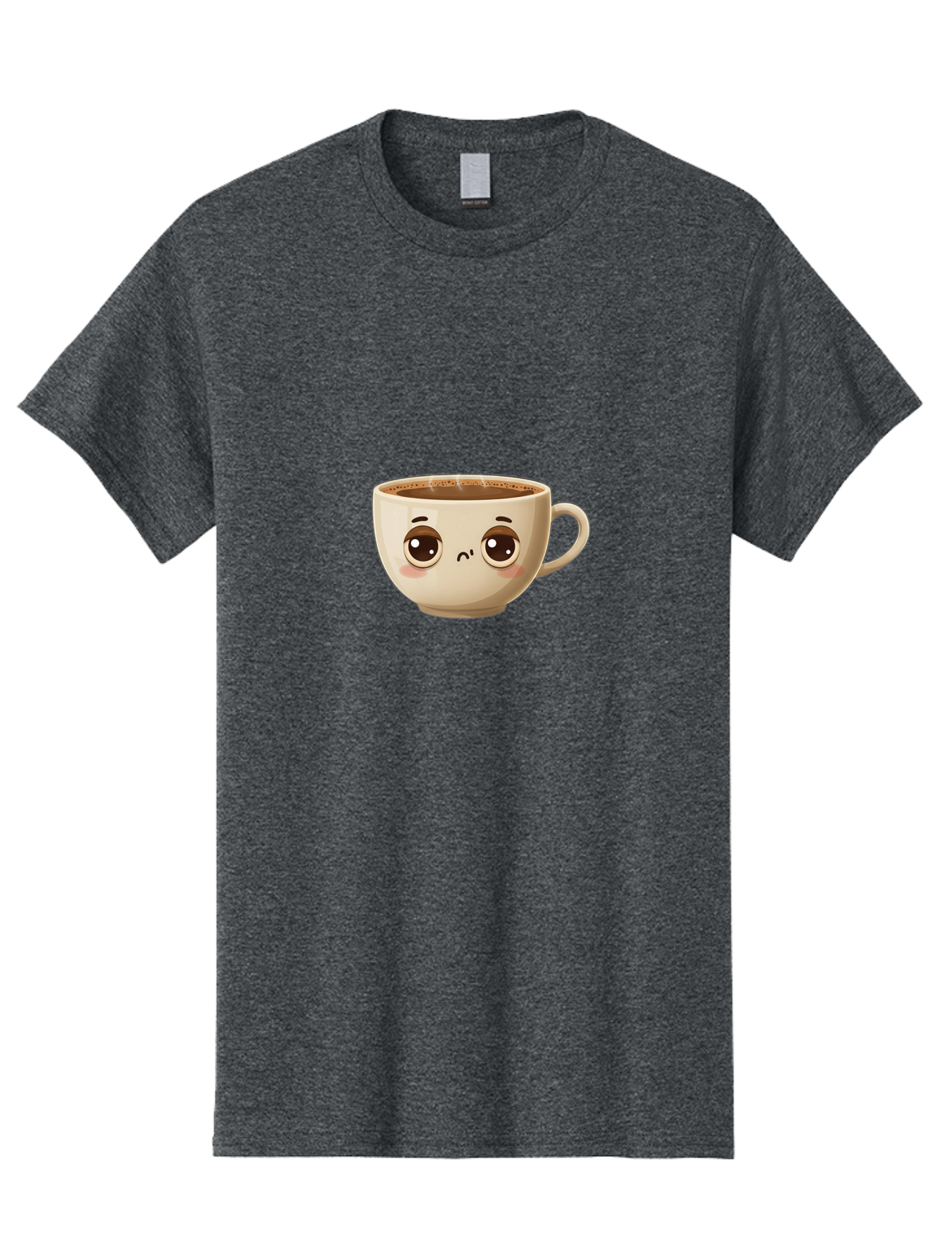 Sad-Coffee-Cup Men'S Graphic Tee, 100% Cotton, Comfortable Casual Summer Wear, Machine Washable, Cartoon Coffee Cup, Sad Face, Coffee Drink, Kawaii Character, Adorable Illustration, Coffee Break, Beverage Mug, Emotional Expression Bac381