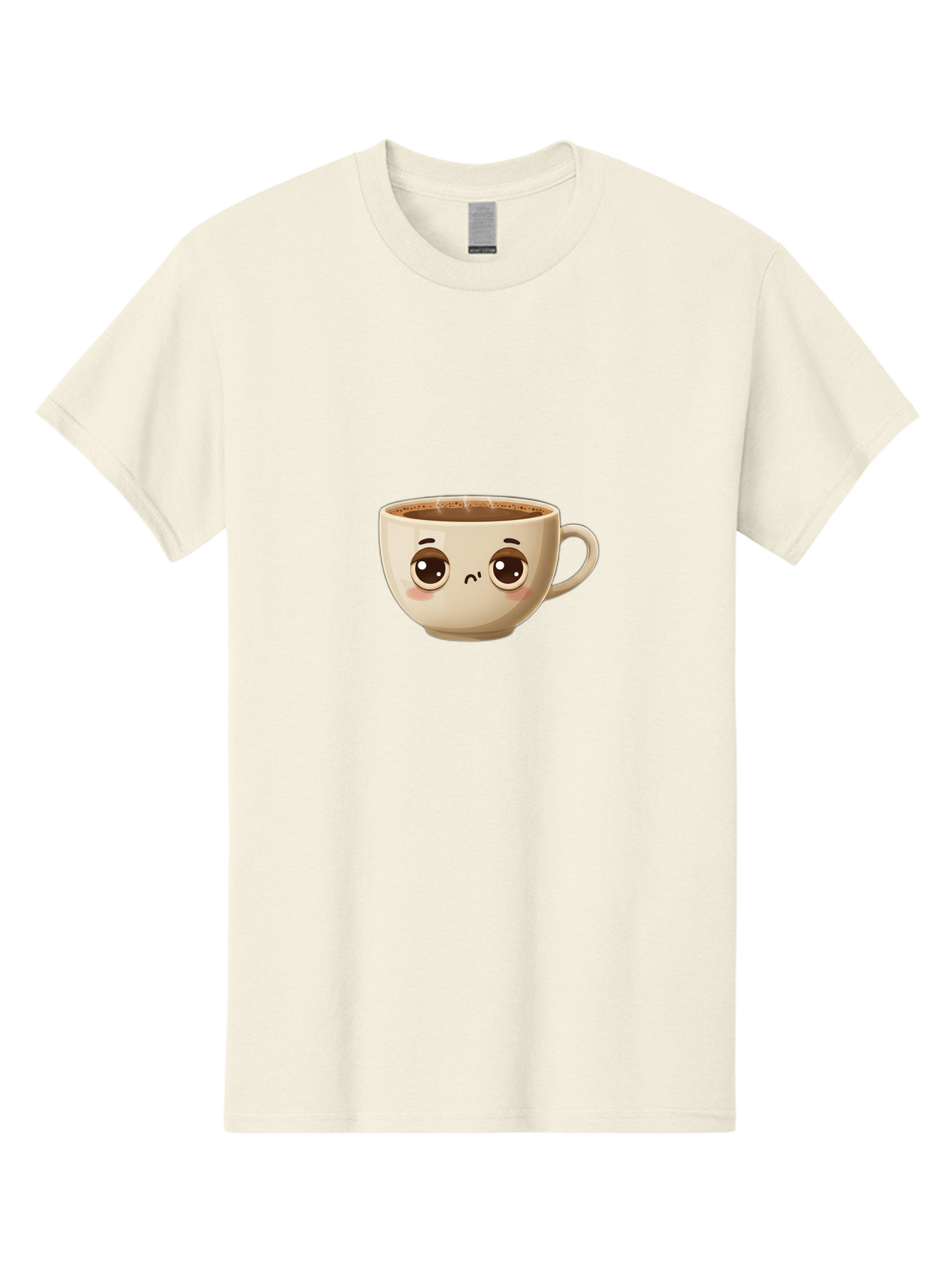 Sad-Coffee-Cup Men'S Graphic Tee, 100% Cotton, Comfortable Casual Summer Wear, Machine Washable, Cartoon Coffee Cup, Sad Face, Coffee Drink, Kawaii Character, Adorable Illustration, Coffee Break, Beverage Mug, Emotional Expression Bac381