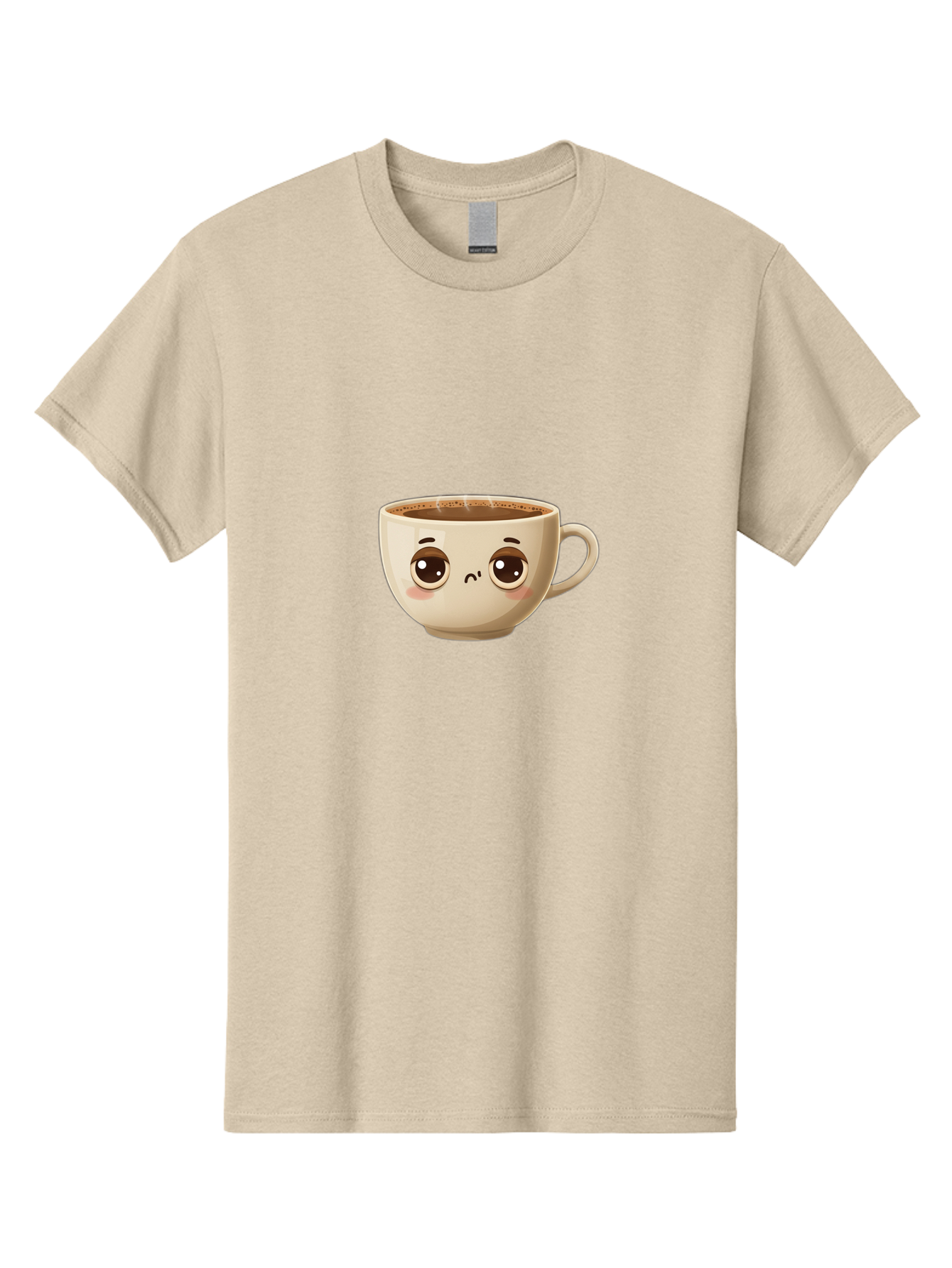 Sad-Coffee-Cup Men'S Graphic Tee, 100% Cotton, Comfortable Casual Summer Wear, Machine Washable, Cartoon Coffee Cup, Sad Face, Coffee Drink, Kawaii Character, Adorable Illustration, Coffee Break, Beverage Mug, Emotional Expression Bac381