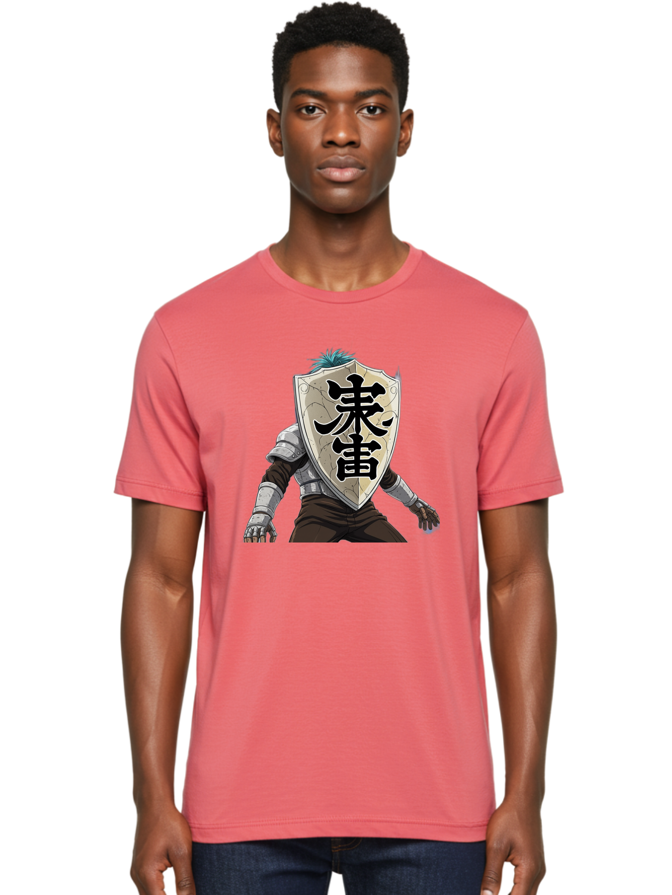 Samurai Men'S Graphic Tee, 100% Cotton, Comfortable Casual Summer Wear, Machine Washable, Samurai Armor, Japanese Warrior, Medieval Armor, Silver Armor, Kanji Characters, Feudal Japan, Bushido Code, Martial Arts Bac389