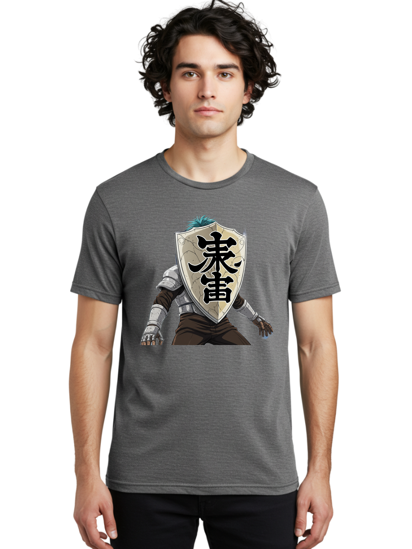 Samurai Men'S Graphic Tee, 100% Cotton, Comfortable Casual Summer Wear, Machine Washable, Samurai Armor, Japanese Warrior, Medieval Armor, Silver Armor, Kanji Characters, Feudal Japan, Bushido Code, Martial Arts Bac389