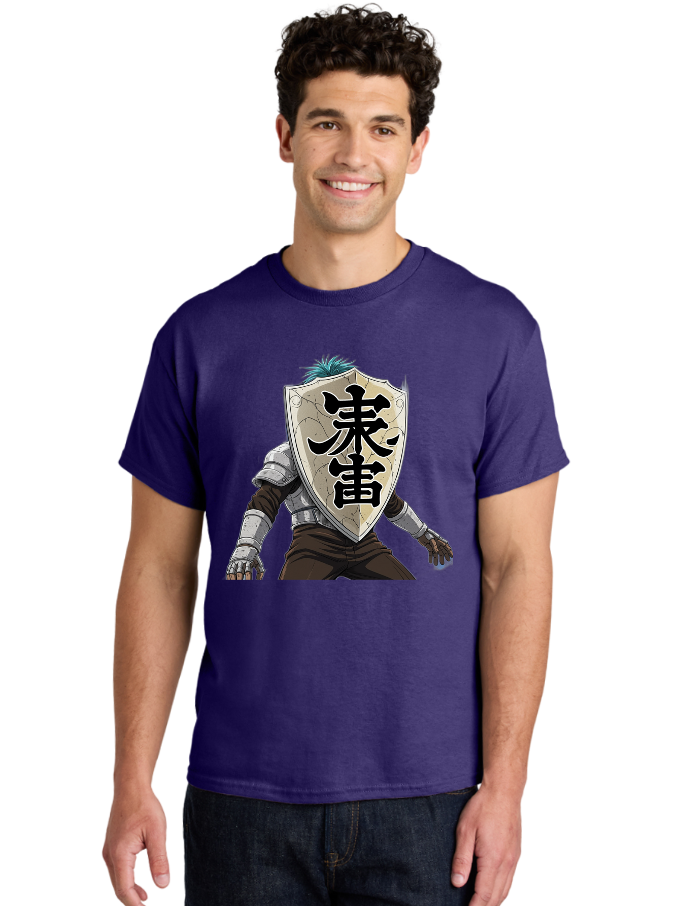 Samurai Men'S Graphic Tee, 100% Cotton, Comfortable Casual Summer Wear, Machine Washable, Samurai Armor, Japanese Warrior, Medieval Armor, Silver Armor, Kanji Characters, Feudal Japan, Bushido Code, Martial Arts Bac389