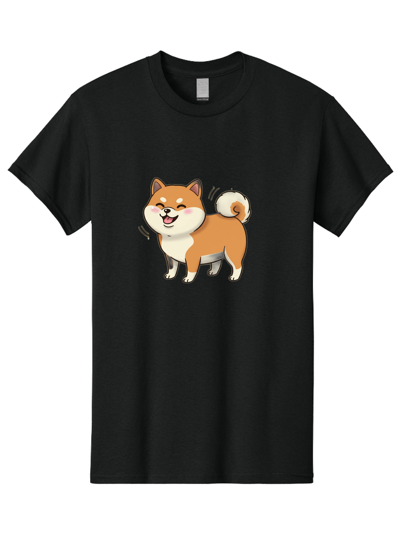 Shiba-Inu Men'S Graphic Tee, 100% Cotton, Comfortable Casual Summer Wear, Machine Washable, Shiba Inu, Cartoon Dog, Happy Dog, Playful Canine, Dog Animation, Adorable Pet, Kawaii Animal, Dog Illustration, Cute Puppy Bac402