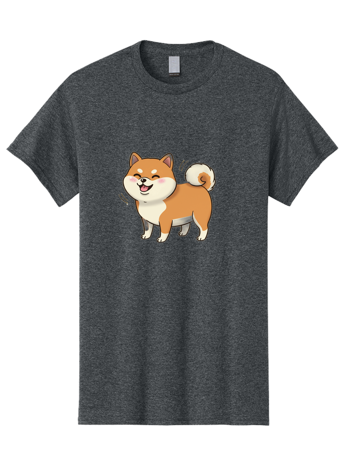 Shiba-Inu Men'S Graphic Tee, 100% Cotton, Comfortable Casual Summer Wear, Machine Washable, Shiba Inu, Cartoon Dog, Happy Dog, Playful Canine, Dog Animation, Adorable Pet, Kawaii Animal, Dog Illustration, Cute Puppy Bac402