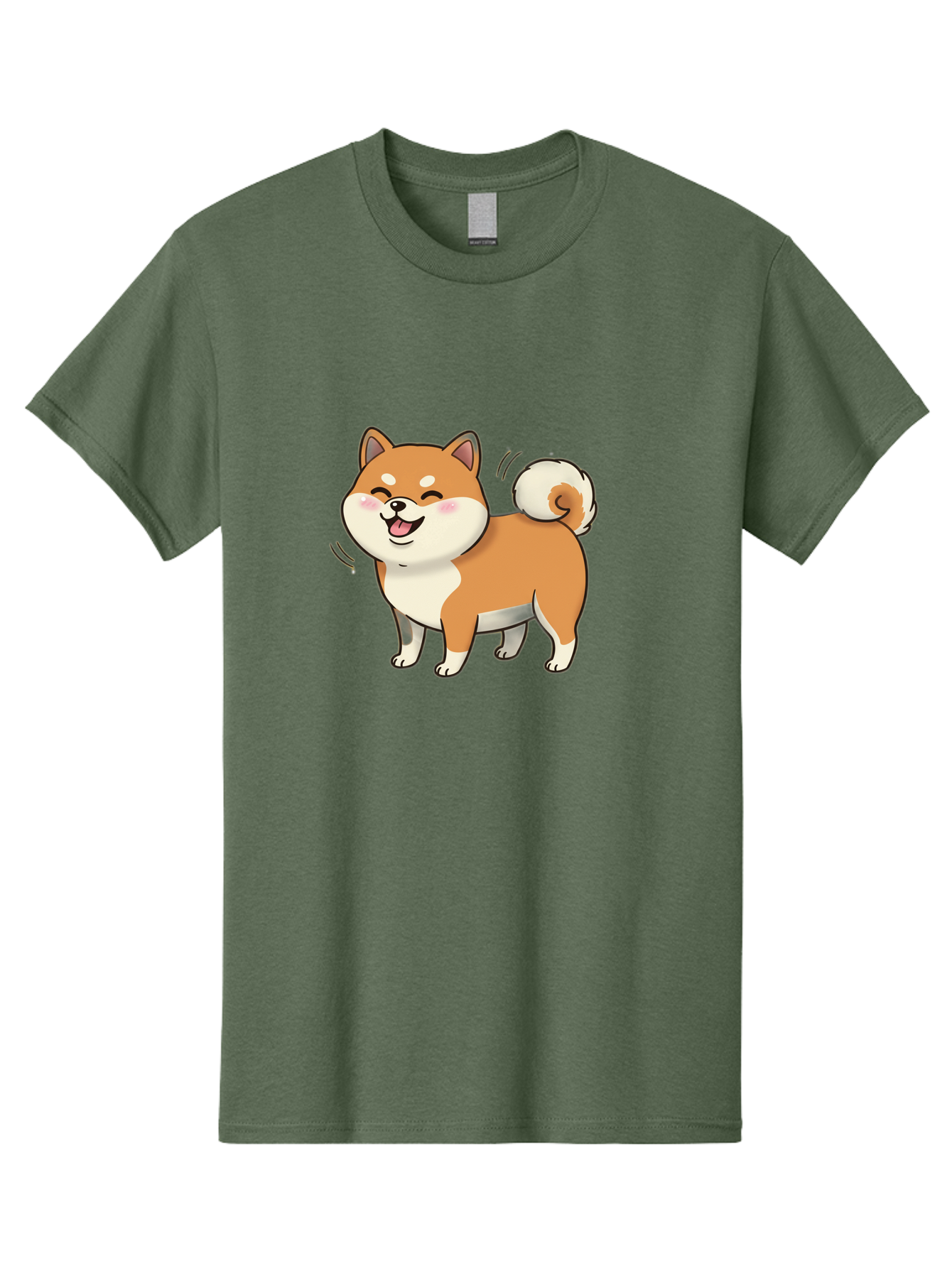 Shiba-Inu Men'S Graphic Tee, 100% Cotton, Comfortable Casual Summer Wear, Machine Washable, Shiba Inu, Cartoon Dog, Happy Dog, Playful Canine, Dog Animation, Adorable Pet, Kawaii Animal, Dog Illustration, Cute Puppy Bac402