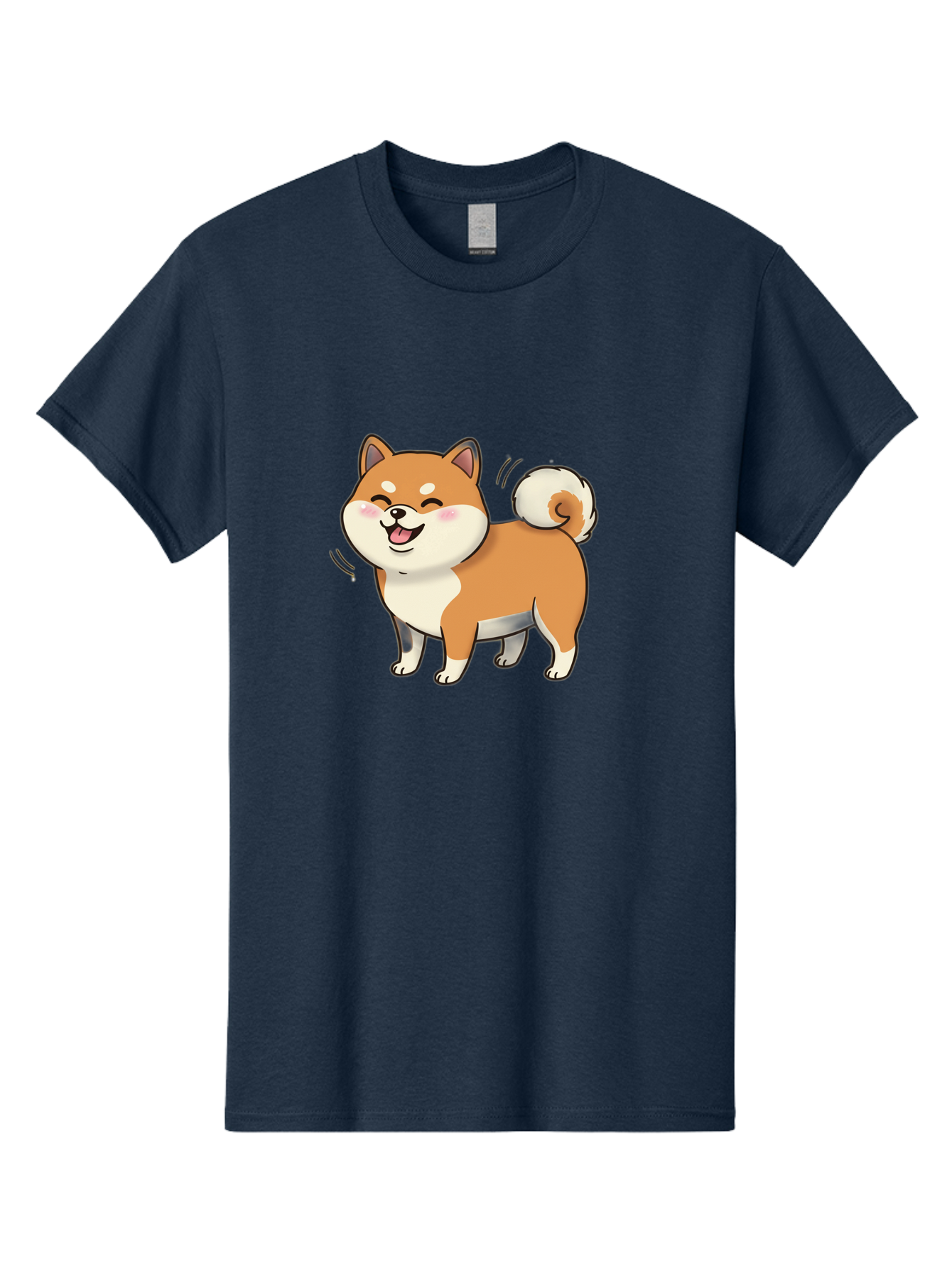 Shiba-Inu Men'S Graphic Tee, 100% Cotton, Comfortable Casual Summer Wear, Machine Washable, Shiba Inu, Cartoon Dog, Happy Dog, Playful Canine, Dog Animation, Adorable Pet, Kawaii Animal, Dog Illustration, Cute Puppy Bac402
