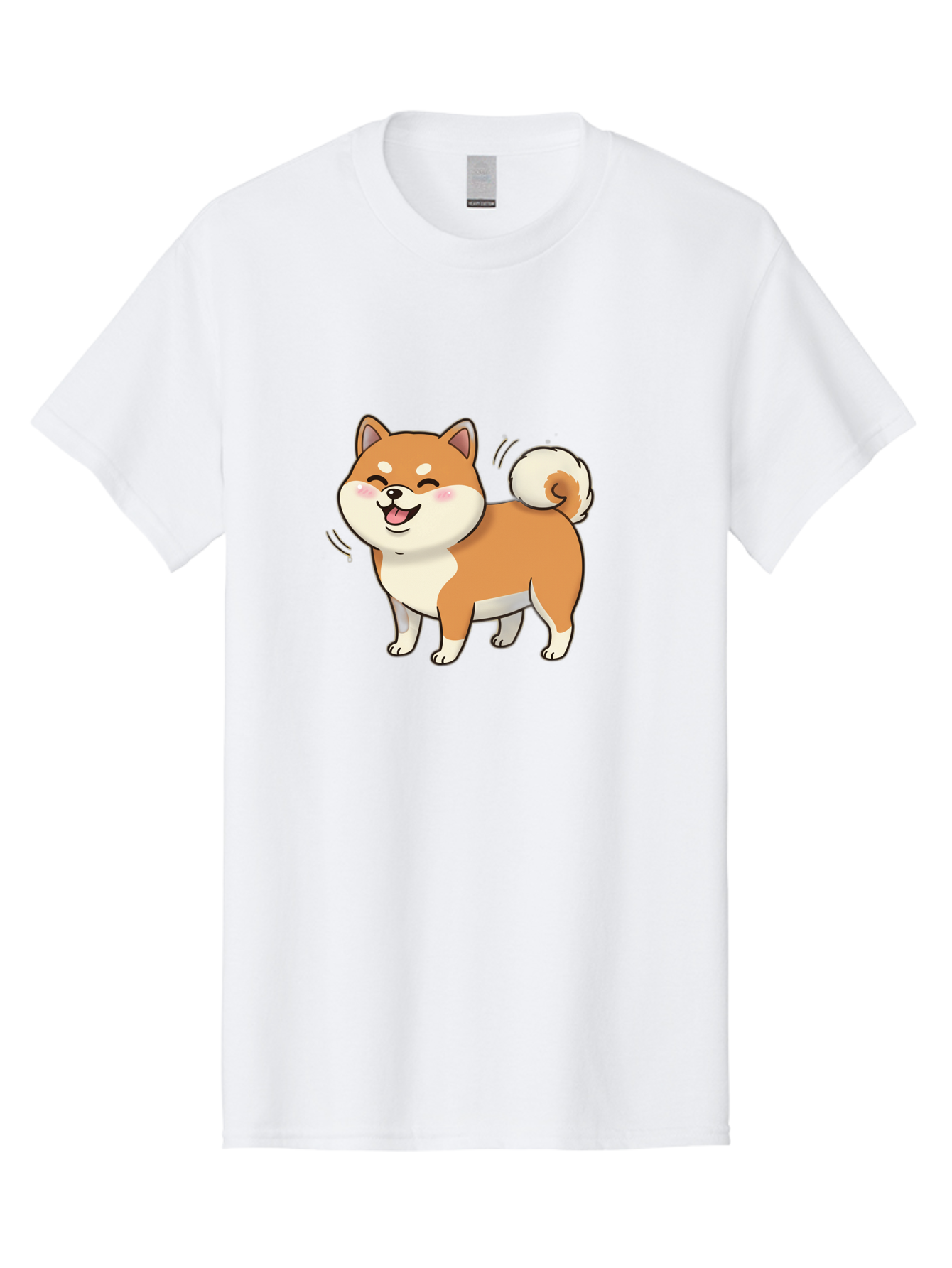 Shiba-Inu Men'S Graphic Tee, 100% Cotton, Comfortable Casual Summer Wear, Machine Washable, Shiba Inu, Cartoon Dog, Happy Dog, Playful Canine, Dog Animation, Adorable Pet, Kawaii Animal, Dog Illustration, Cute Puppy Bac402