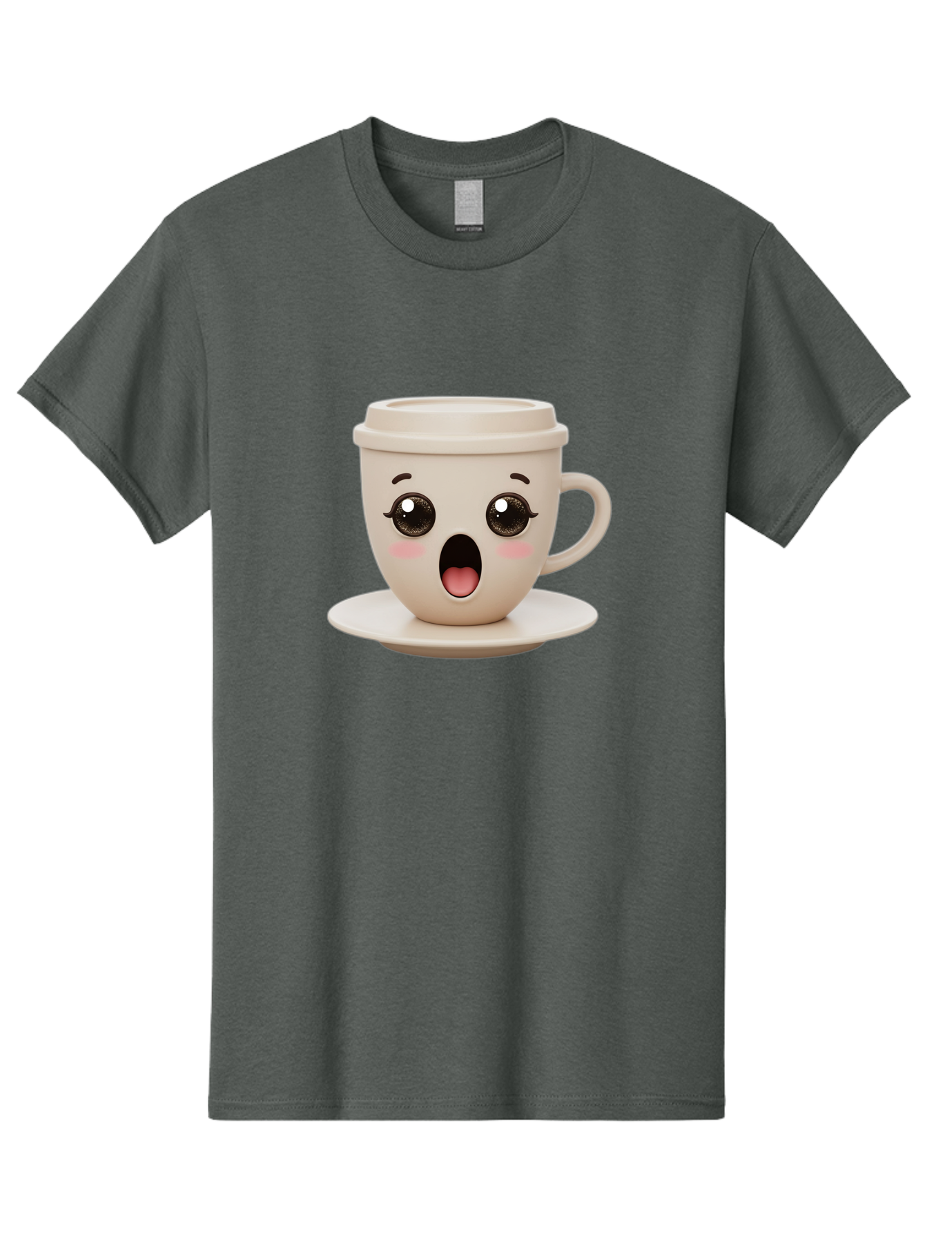 Shocked-Coffee-Cup Men'S Graphic Tee, 100% Cotton, Comfortable Casual Summer Wear, Machine Washable, Fun Coffee Cup, Surprised Expression, Coffee Break, Morning Pick-Me-Up, Kawaii Culture, Cute Face, Coffee Time, Coffee Lover Bac404