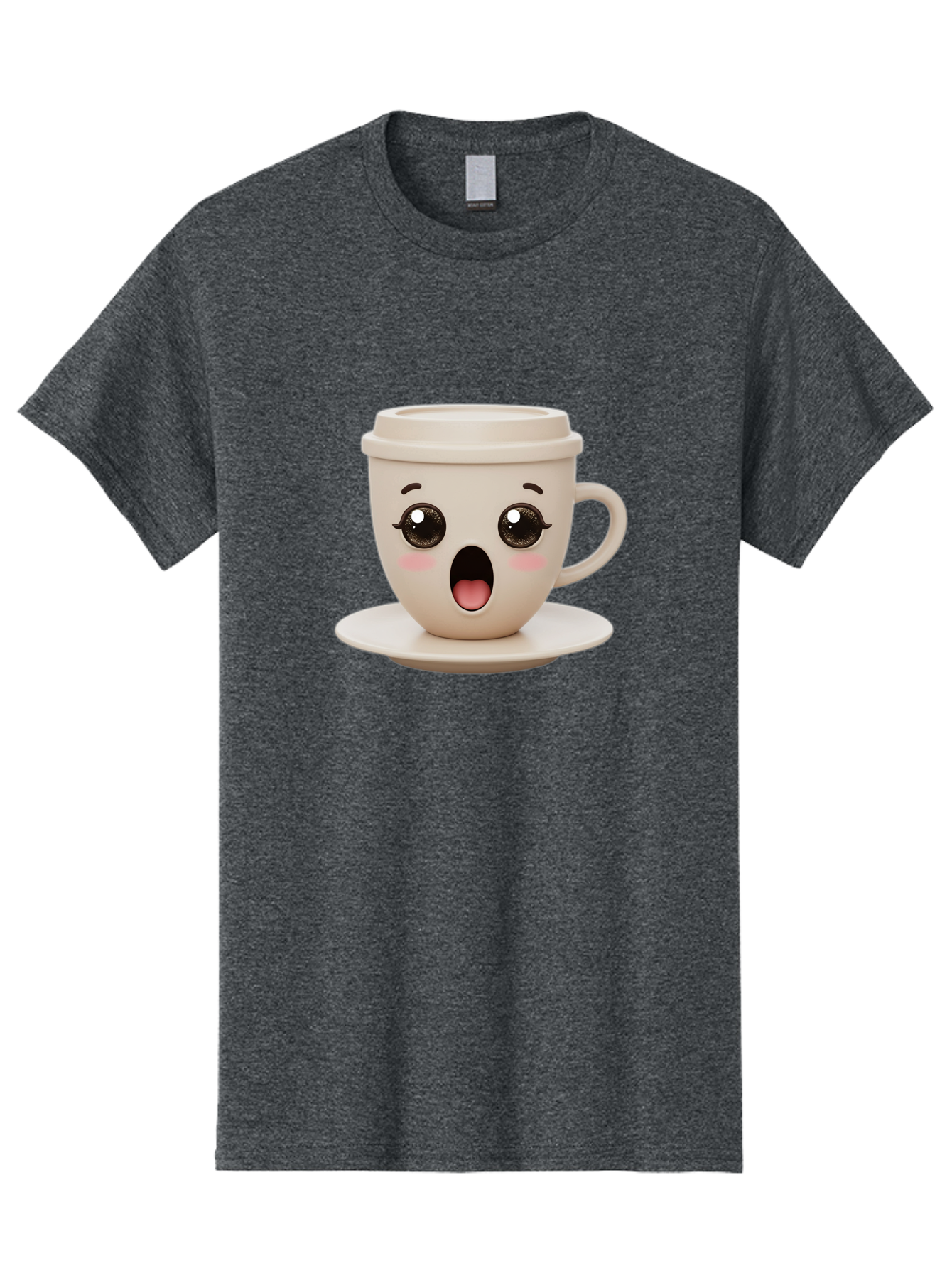 Shocked-Coffee-Cup Men'S Graphic Tee, 100% Cotton, Comfortable Casual Summer Wear, Machine Washable, Fun Coffee Cup, Surprised Expression, Coffee Break, Morning Pick-Me-Up, Kawaii Culture, Cute Face, Coffee Time, Coffee Lover Bac404