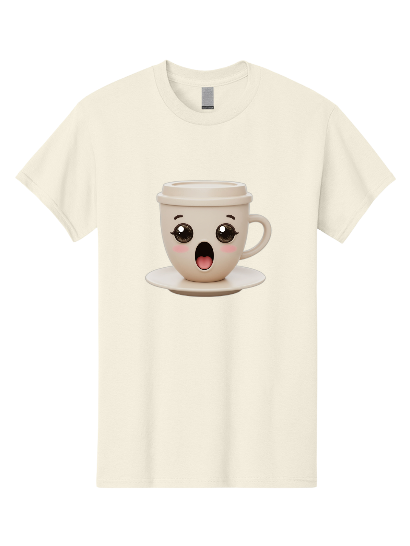 Shocked-Coffee-Cup Men'S Graphic Tee, 100% Cotton, Comfortable Casual Summer Wear, Machine Washable, Fun Coffee Cup, Surprised Expression, Coffee Break, Morning Pick-Me-Up, Kawaii Culture, Cute Face, Coffee Time, Coffee Lover Bac404