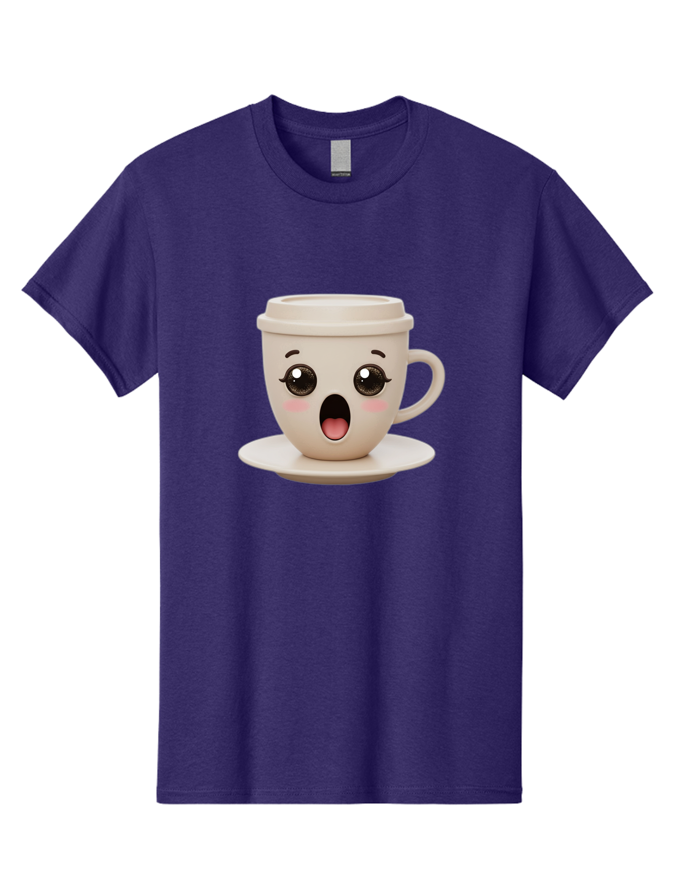 Shocked-Coffee-Cup Men'S Graphic Tee, 100% Cotton, Comfortable Casual Summer Wear, Machine Washable, Fun Coffee Cup, Surprised Expression, Coffee Break, Morning Pick-Me-Up, Kawaii Culture, Cute Face, Coffee Time, Coffee Lover Bac404