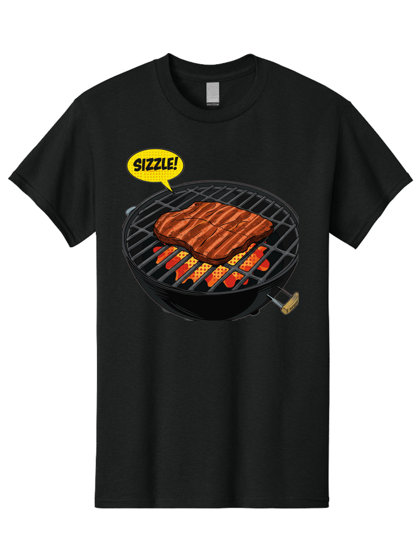 Sizzle Men'S Graphic Tee, 100% Cotton, Comfortable Casual Summer Wear, Machine Washable, Grilled Steak, Barbecue, Sizzling Meat, Grill Marks, Cooking On Grill, Bbq Flavors, Mouth-Watering Bac408