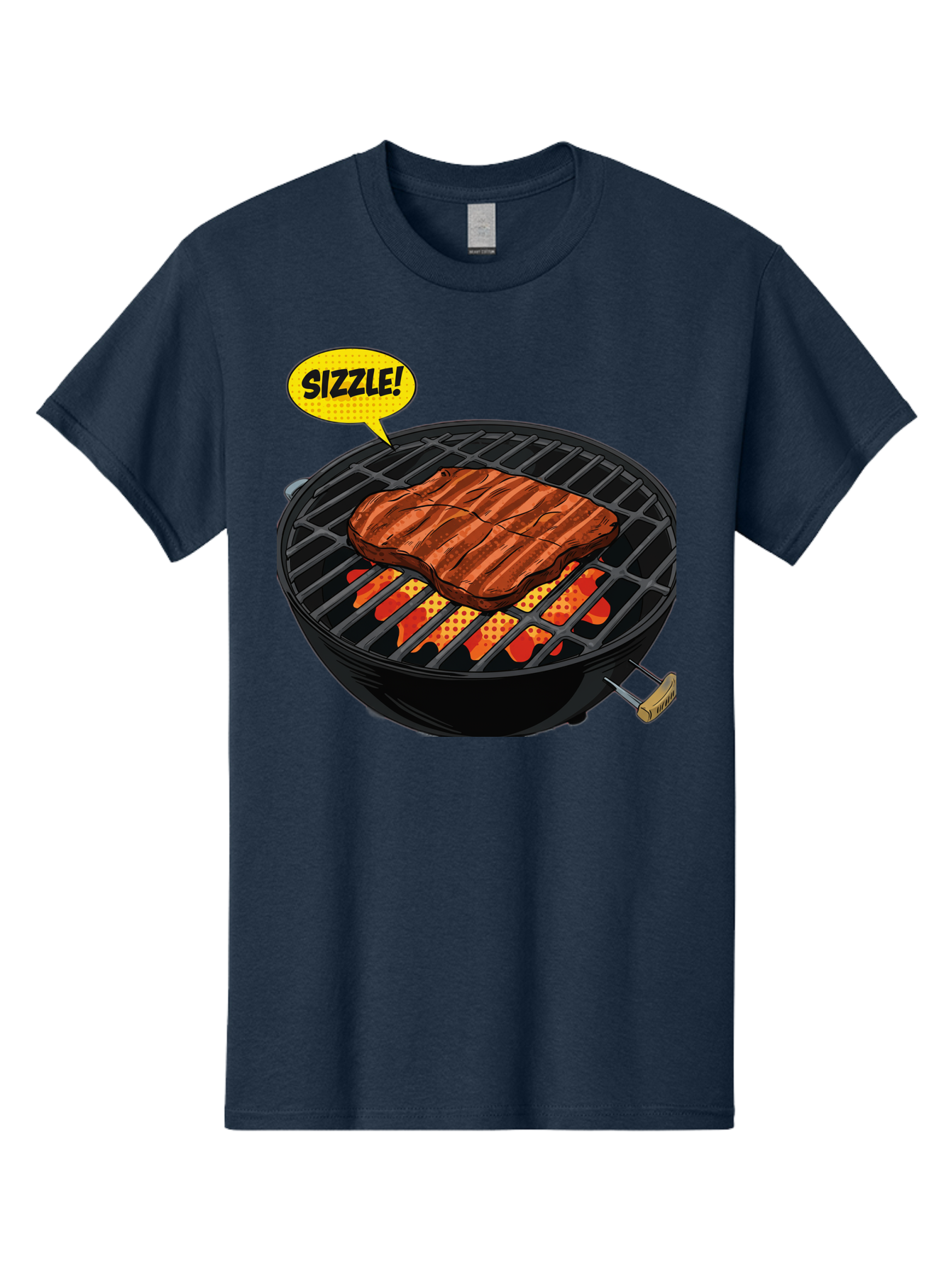 Sizzle Men'S Graphic Tee, 100% Cotton, Comfortable Casual Summer Wear, Machine Washable, Grilled Steak, Barbecue, Sizzling Meat, Grill Marks, Cooking On Grill, Bbq Flavors, Mouth-Watering Bac408