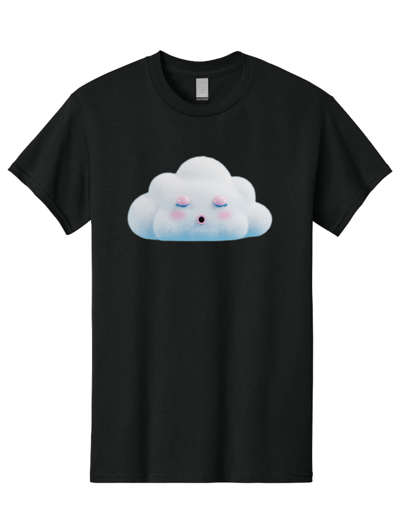 Sleeping-Cloud Men'S Graphic Tee, 100% Cotton, Comfortable Casual Summer Wear, Machine Washable, Cute Cloud, Fluffy White Cloud, Sleeping Face, Pastel Colors, Kawaii Design, Cloud Character, Soft Pink Cheeks, Closed Eyes, Serene Atmosphere, Bac410